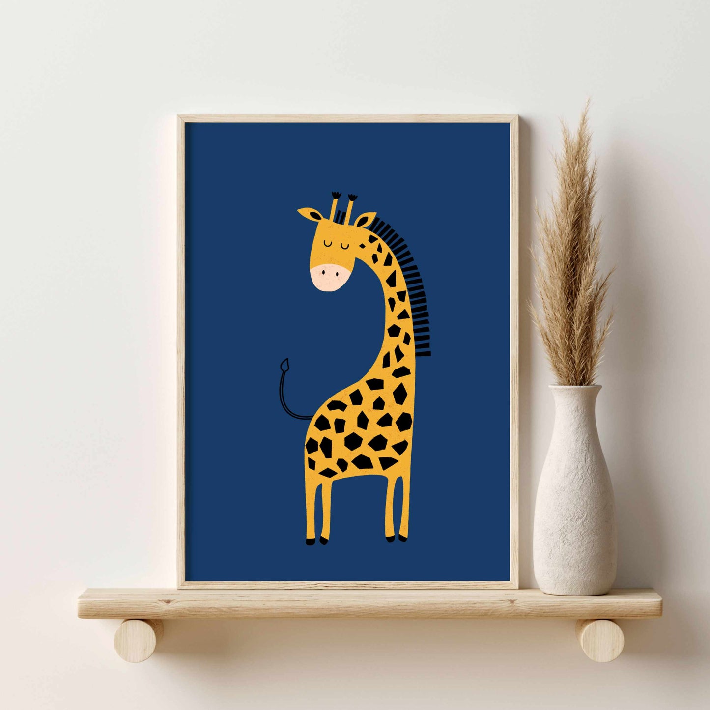 Printed Safari Nursery Wall Art Set of 6 Prints, Navy Blue Nursery Art