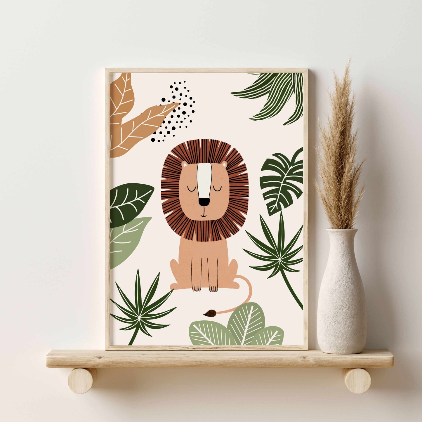 Printed Safari Nursery Wall Art Set of 6 Prints, Green Nursery Art
