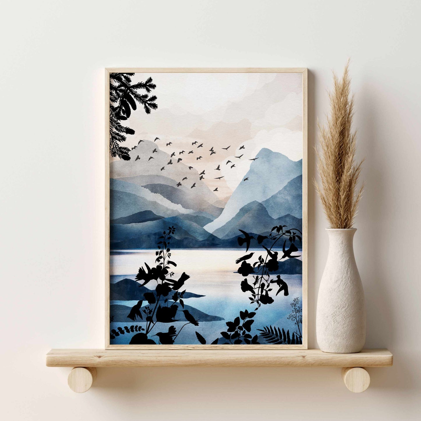Printed 3 Piece Watercolor Mountain Wall Art, Nature Wall Art Poster Print