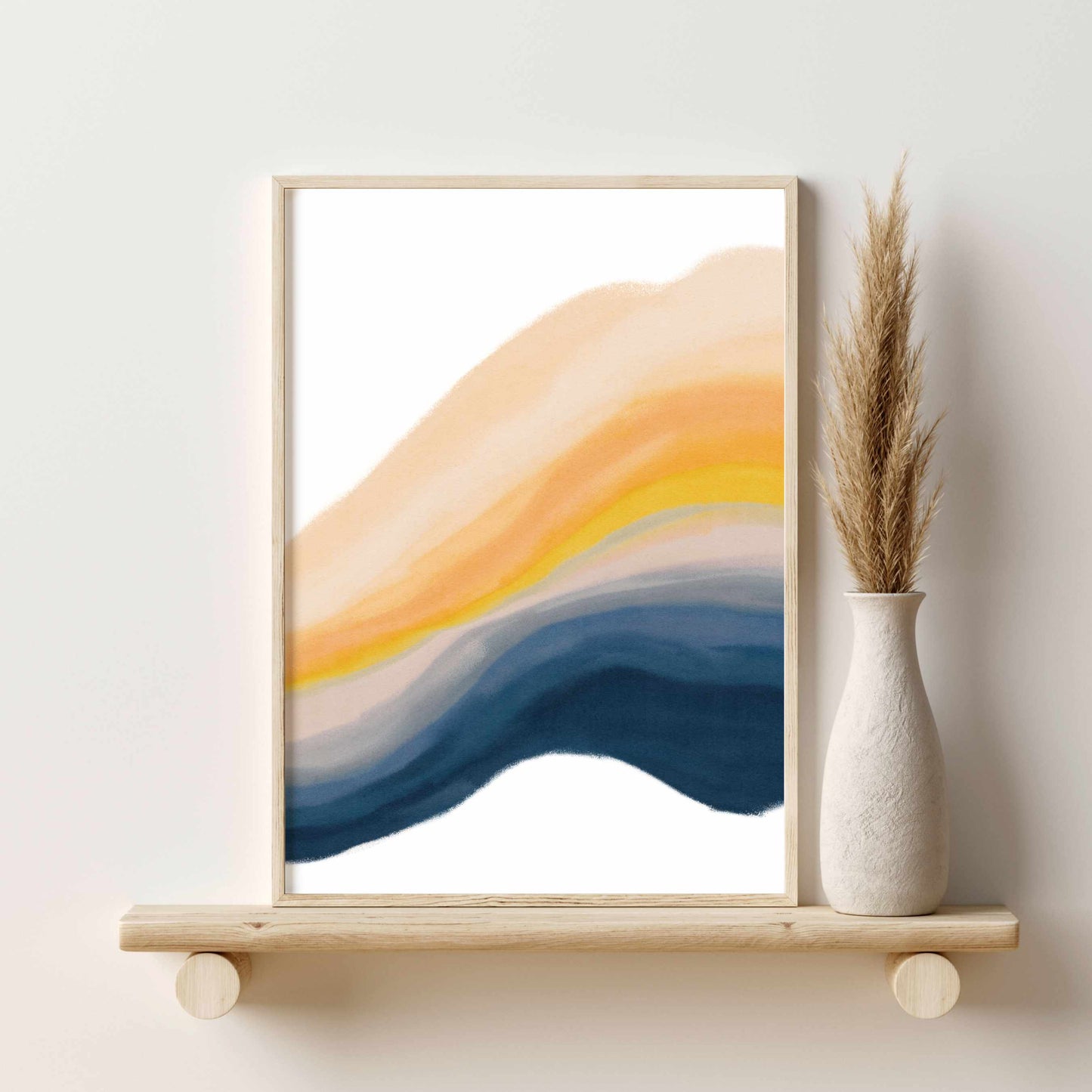 Printable Colorful Abstract Wall Art Printable Set of 3, Blue Orange Pink Wall Art