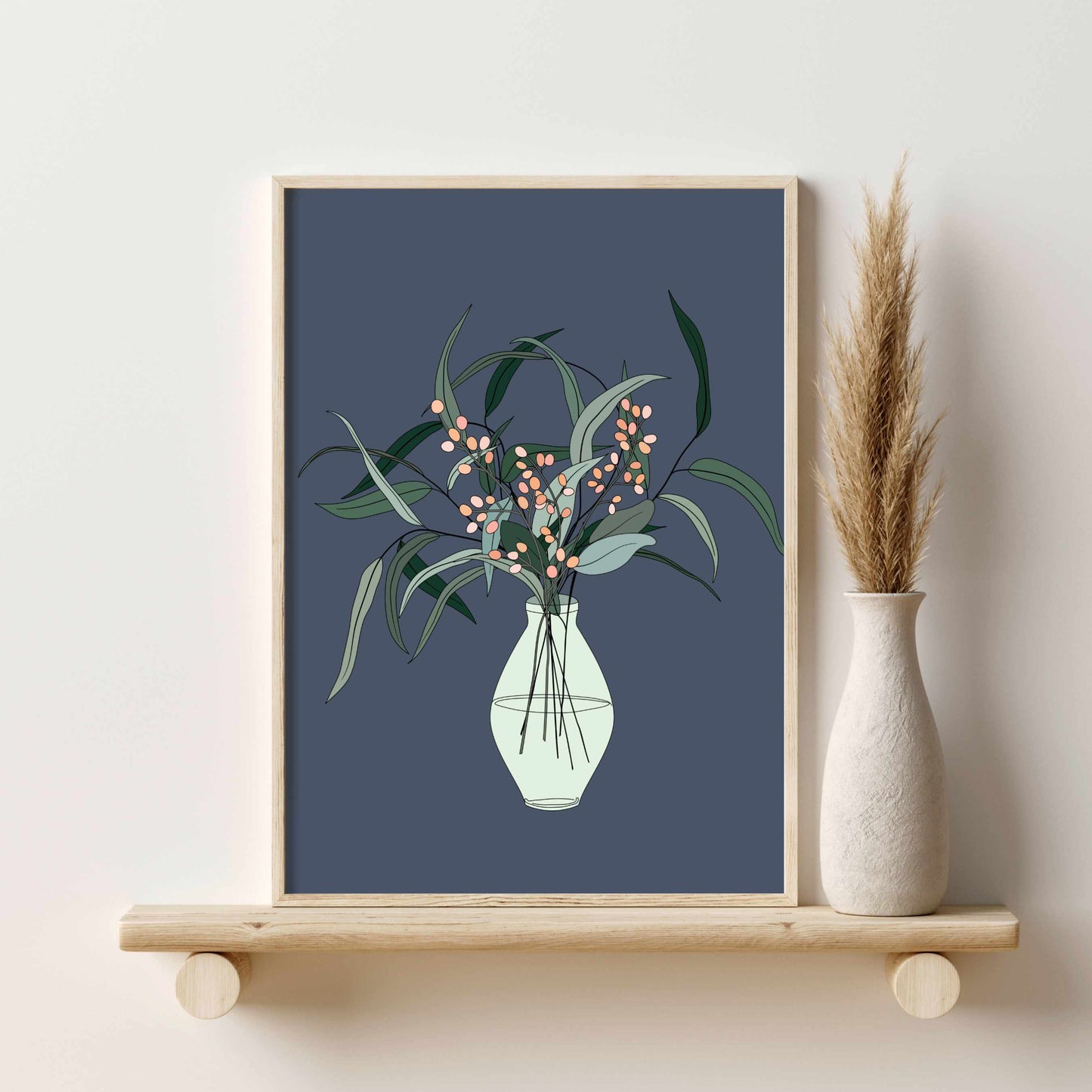 Printed Dark Botanical Vase Wall Art Set of 2