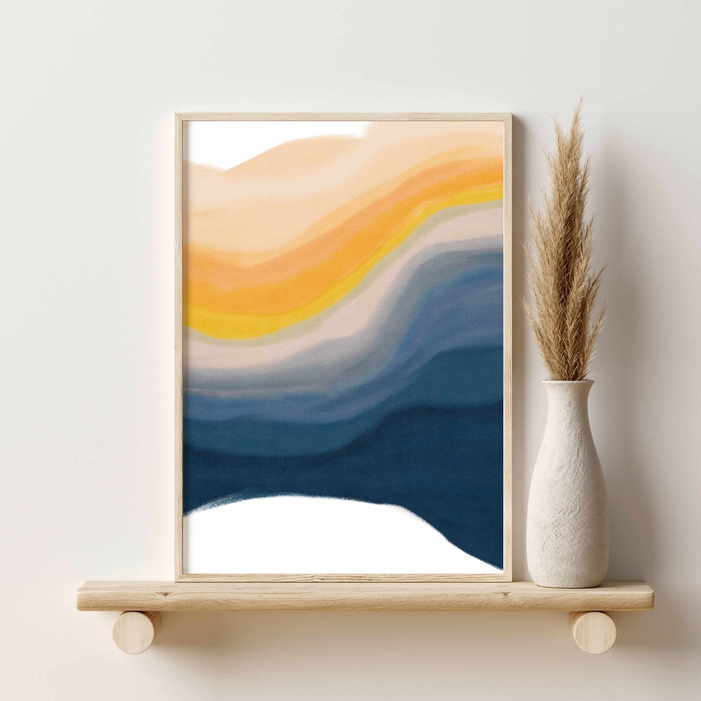Printable Colorful Abstract Wall Art Printable Set of 3, Blue Orange Pink Wall Art