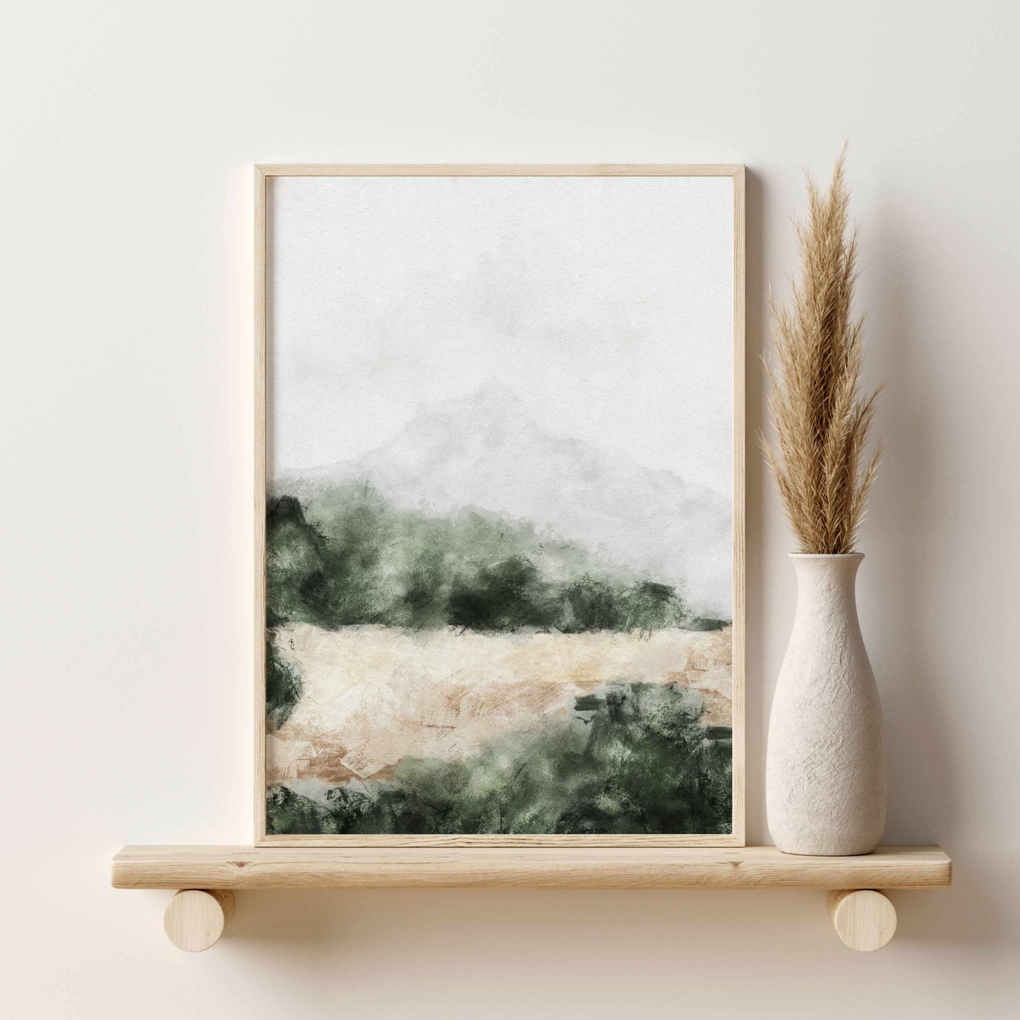 Printed Abstract Green Landscape Set of 3 Prints