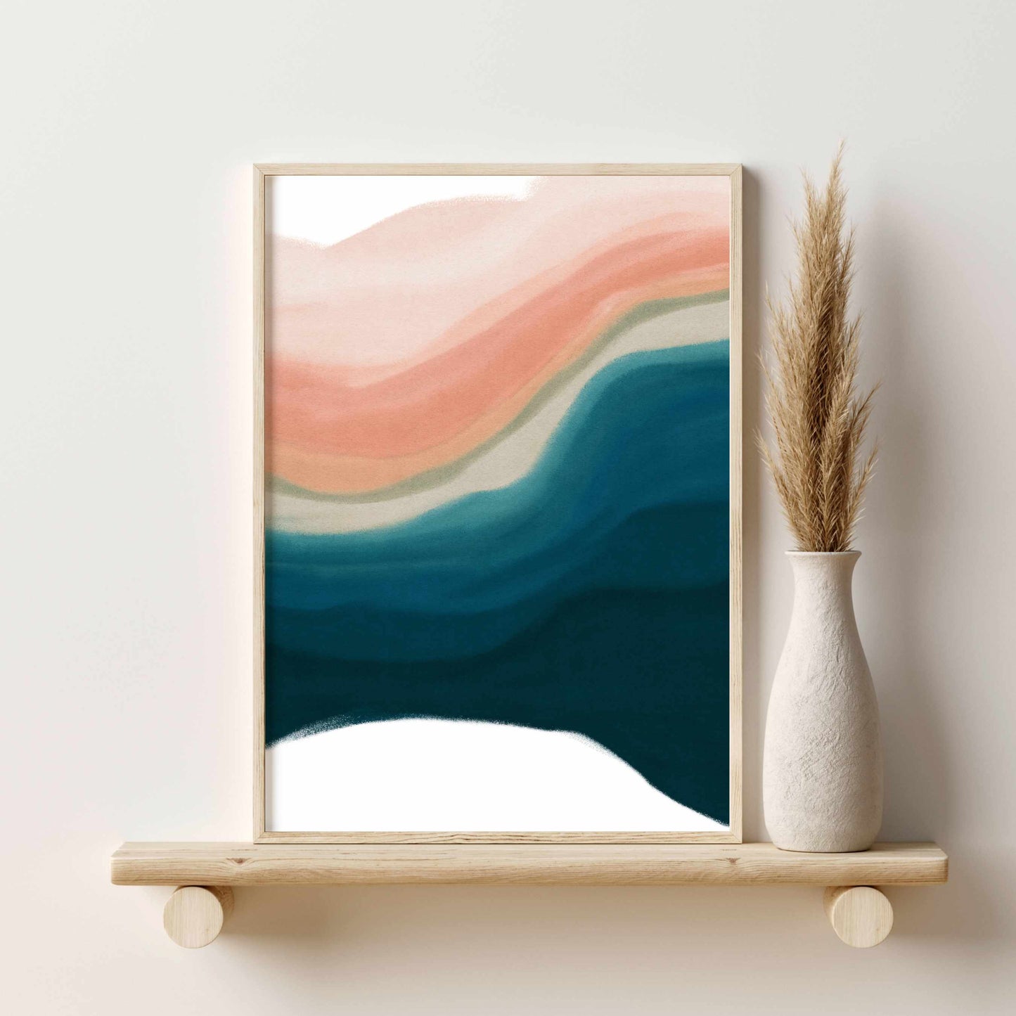 Printed 3 Piece Teal Abstract Wall Art