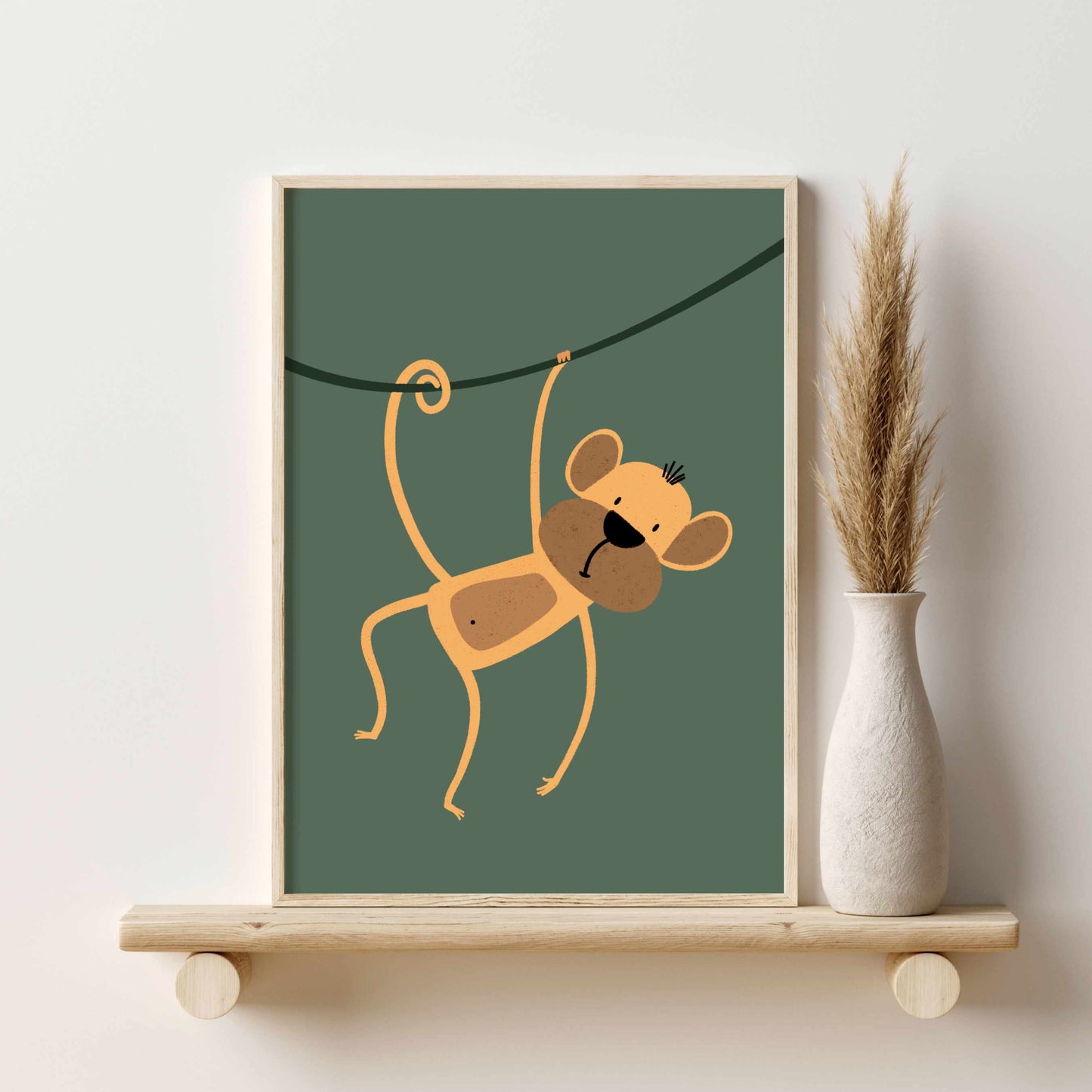 Printed Safari Nursery Wall Art Set of 6 Prints, Sage Green Nursery Art