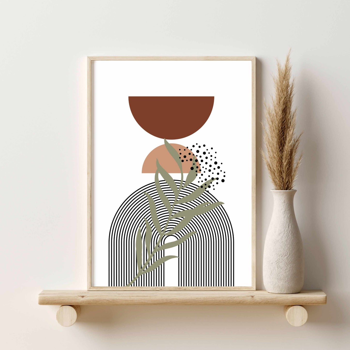 Printed 3 Piece Boho Wall Art, Terracotta Abstract Wall Art Poster Print