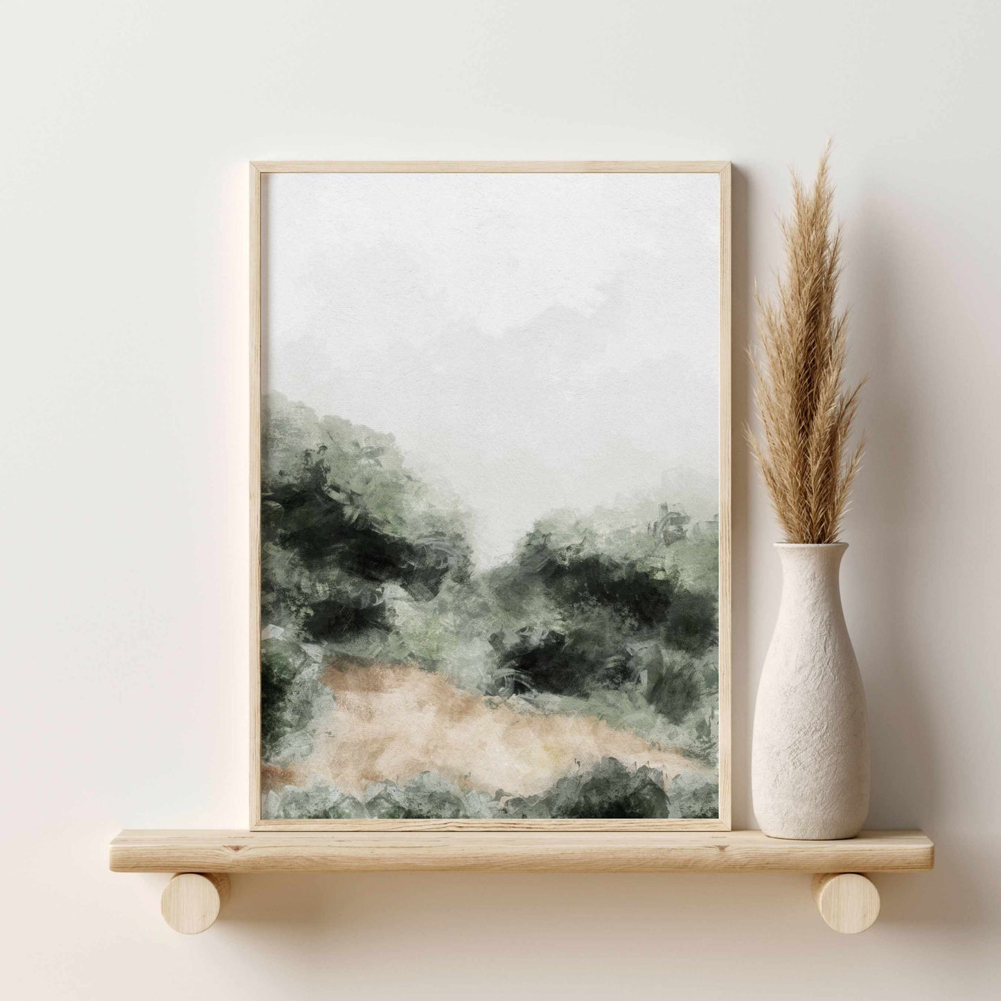 Printed Abstract Green Landscape Set of 3 Prints
