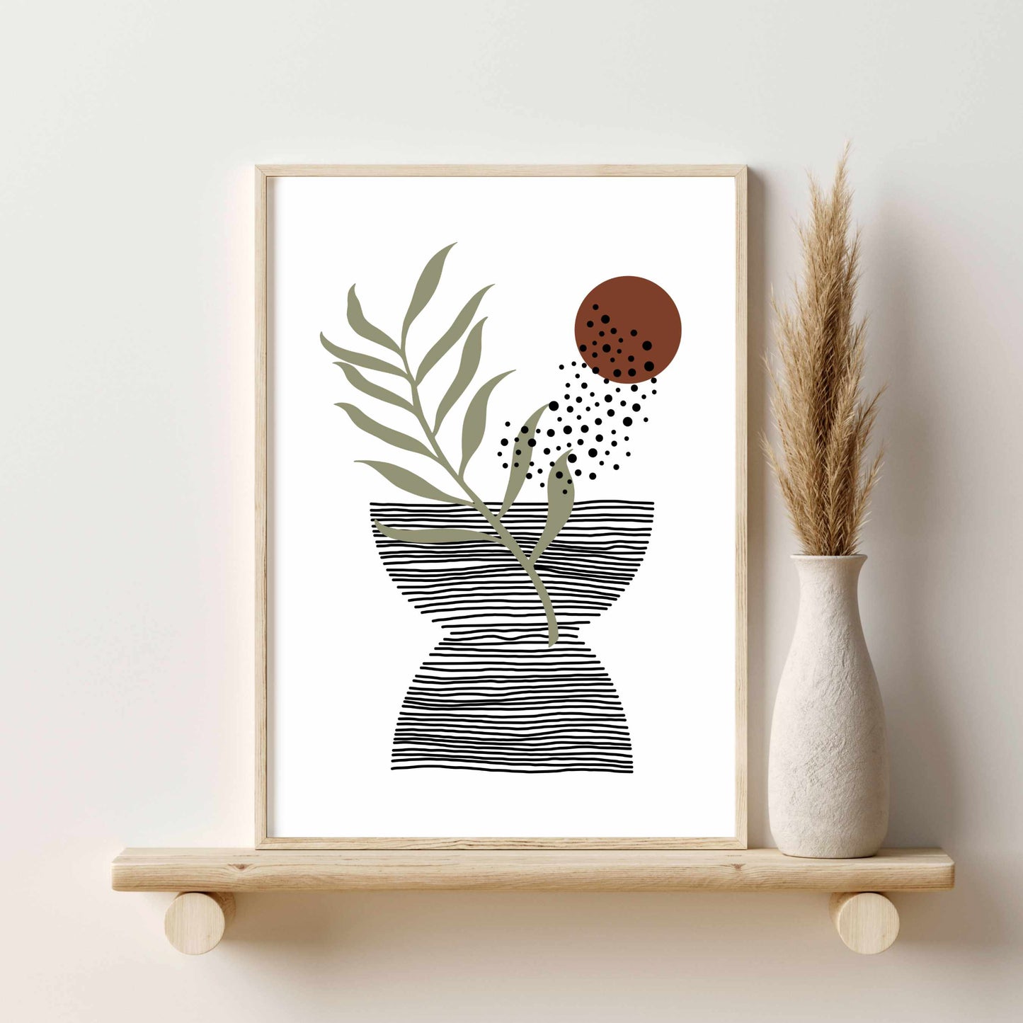 Printed 3 Piece Boho Wall Art, Terracotta Abstract Wall Art Poster Print