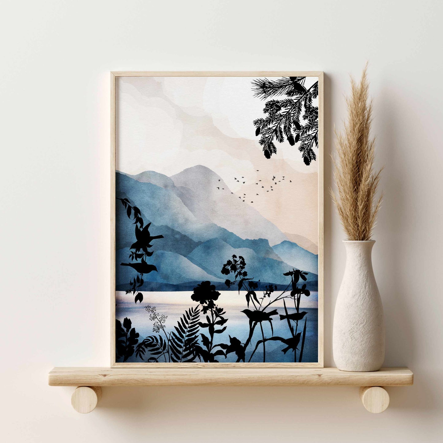 Printed 3 Piece Watercolor Mountain Wall Art, Nature Wall Art Poster Print