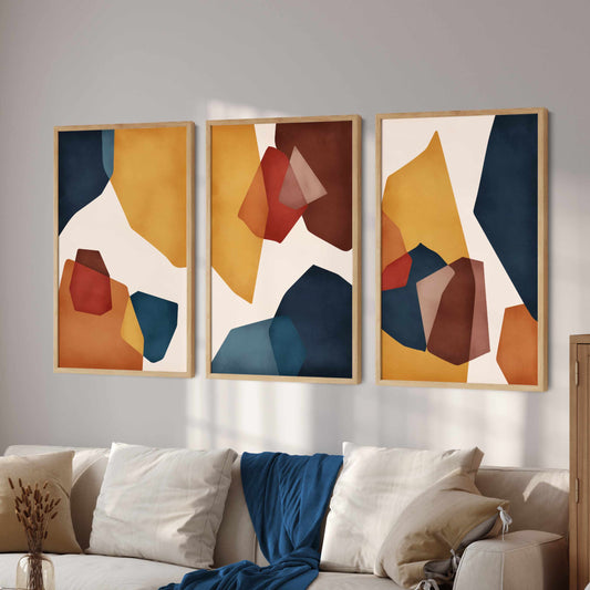 Printed 3 Piece Geometric Wall Art, Abstract Wall Art Poster Print