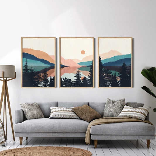 Printed 3 Piece Mountain Wall Art, Nature Wall Art Poster Print