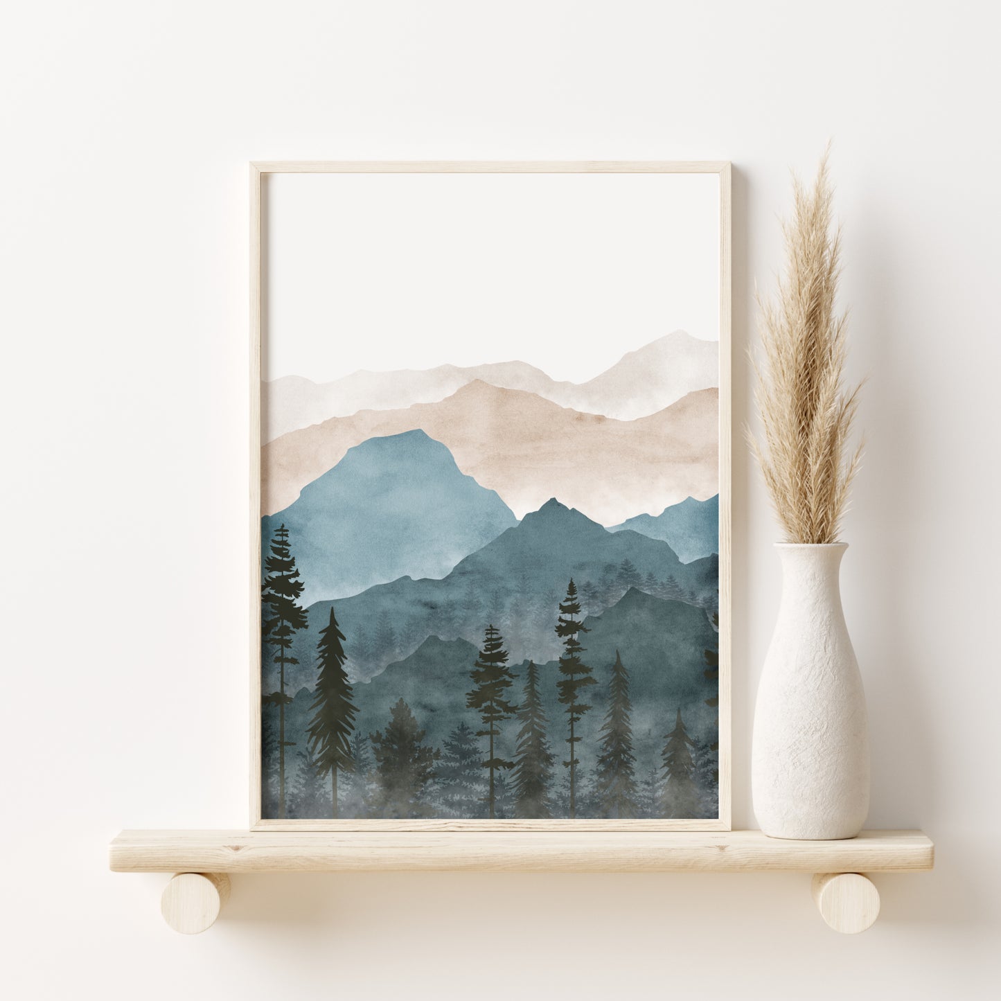 Printed Blue Mountain Landscape Set of 3 Prints