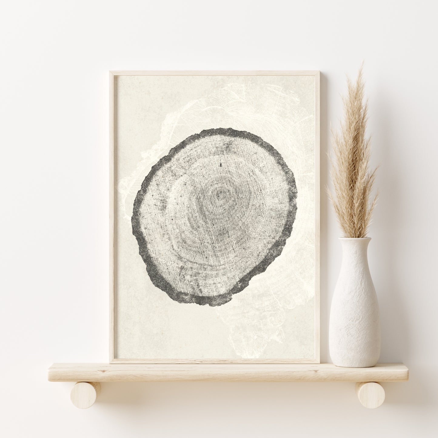 Printed Beige Tree Ring Set of 3 Prints