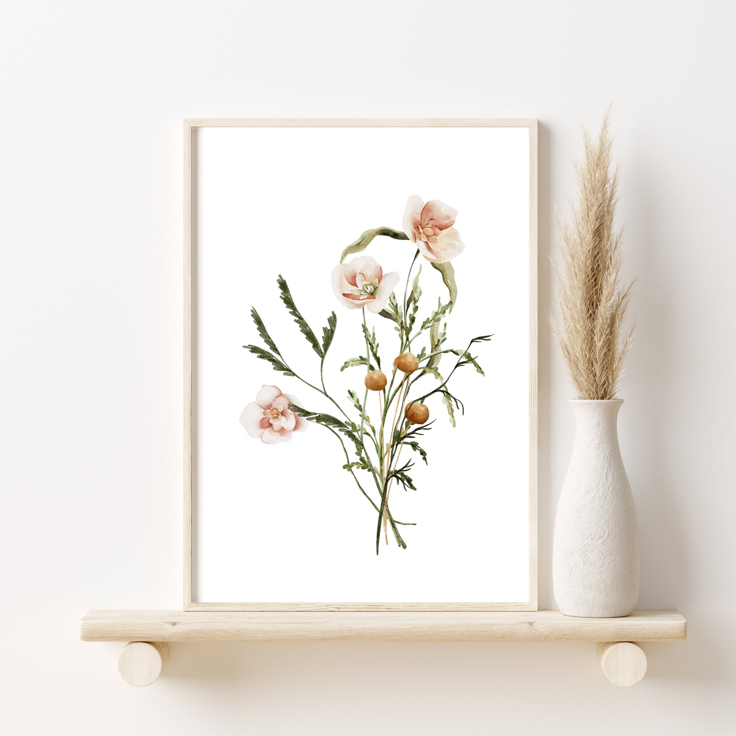 Printed Watercolor Botanical Set of 6