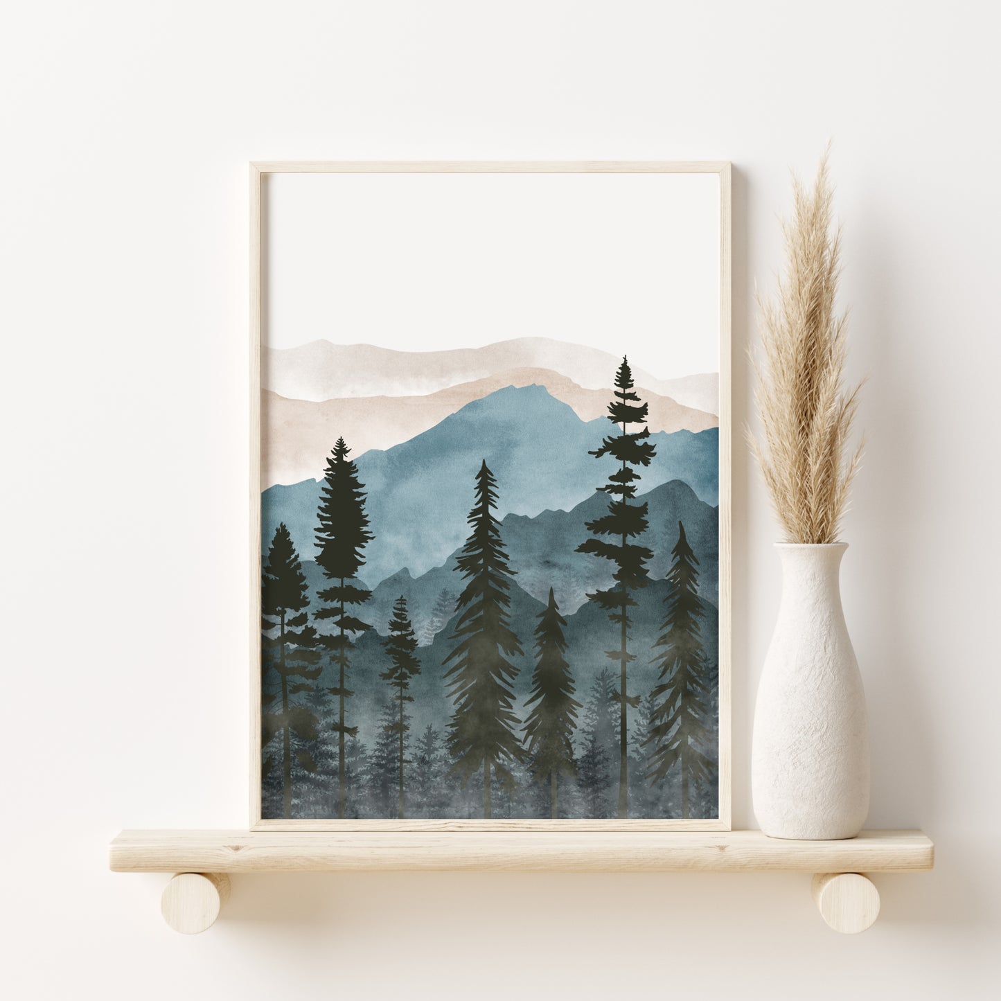 Printed Blue Mountain Landscape Set of 3 Prints