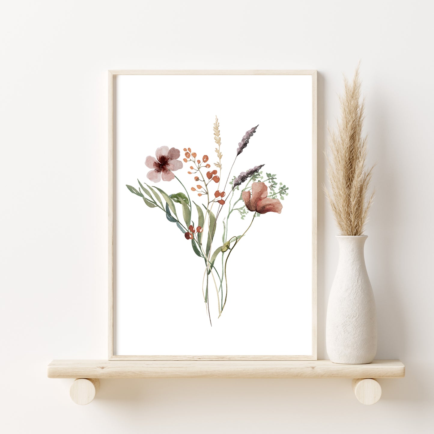 Printed Watercolor Botanical Set of 6