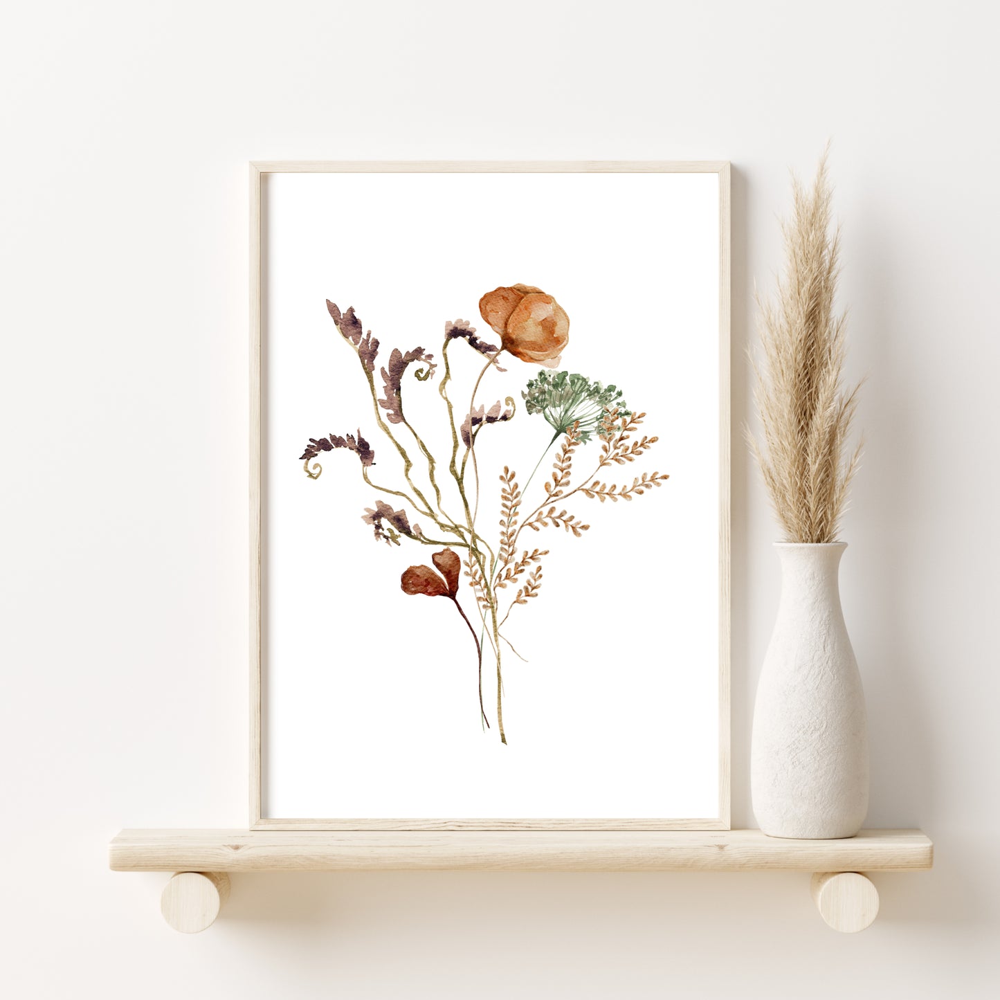 Printed Watercolor Botanical Set of 6