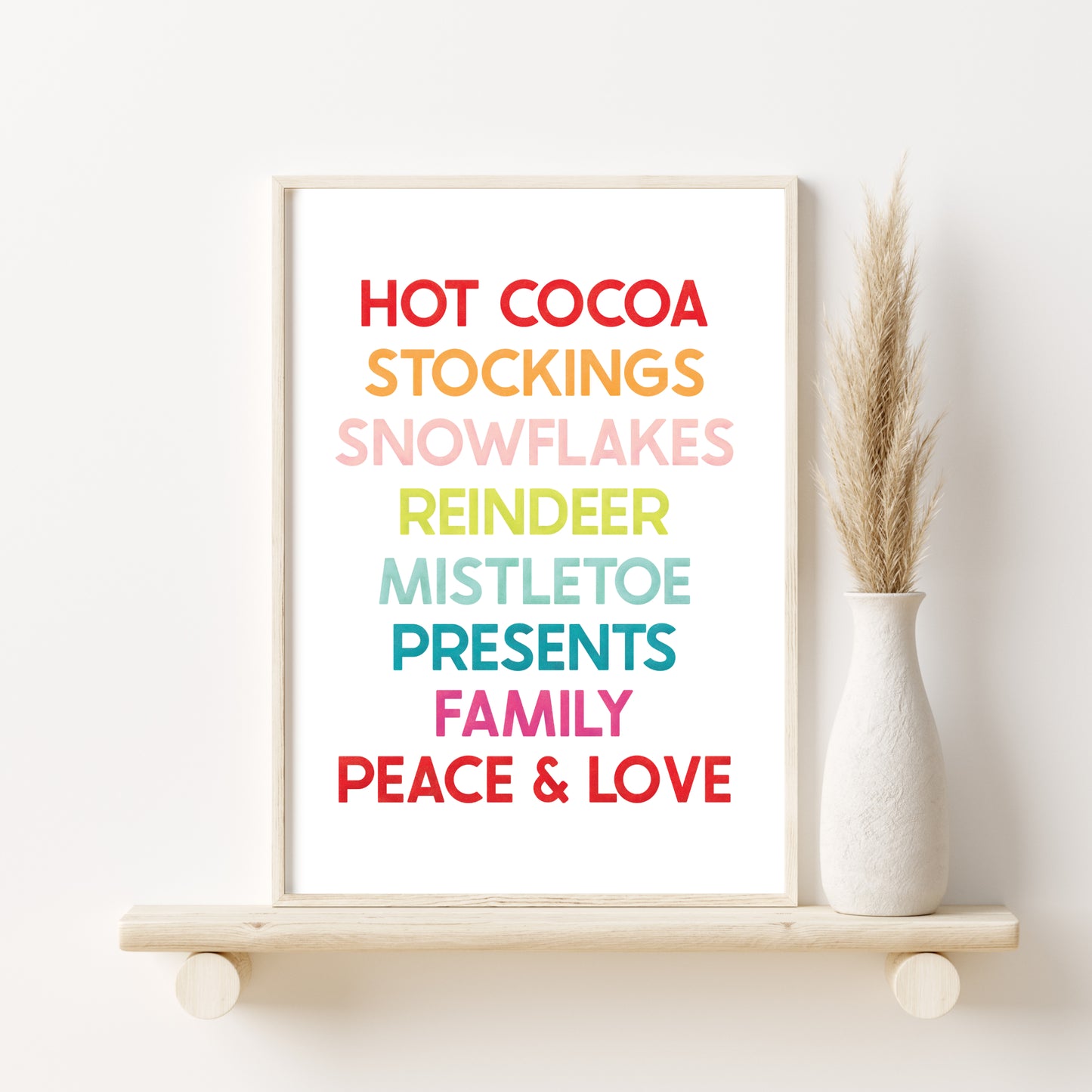 Printable Pink Christmas Decor Prints Set of 8, Colorful Christmas Wall Art, Christmas Decor
