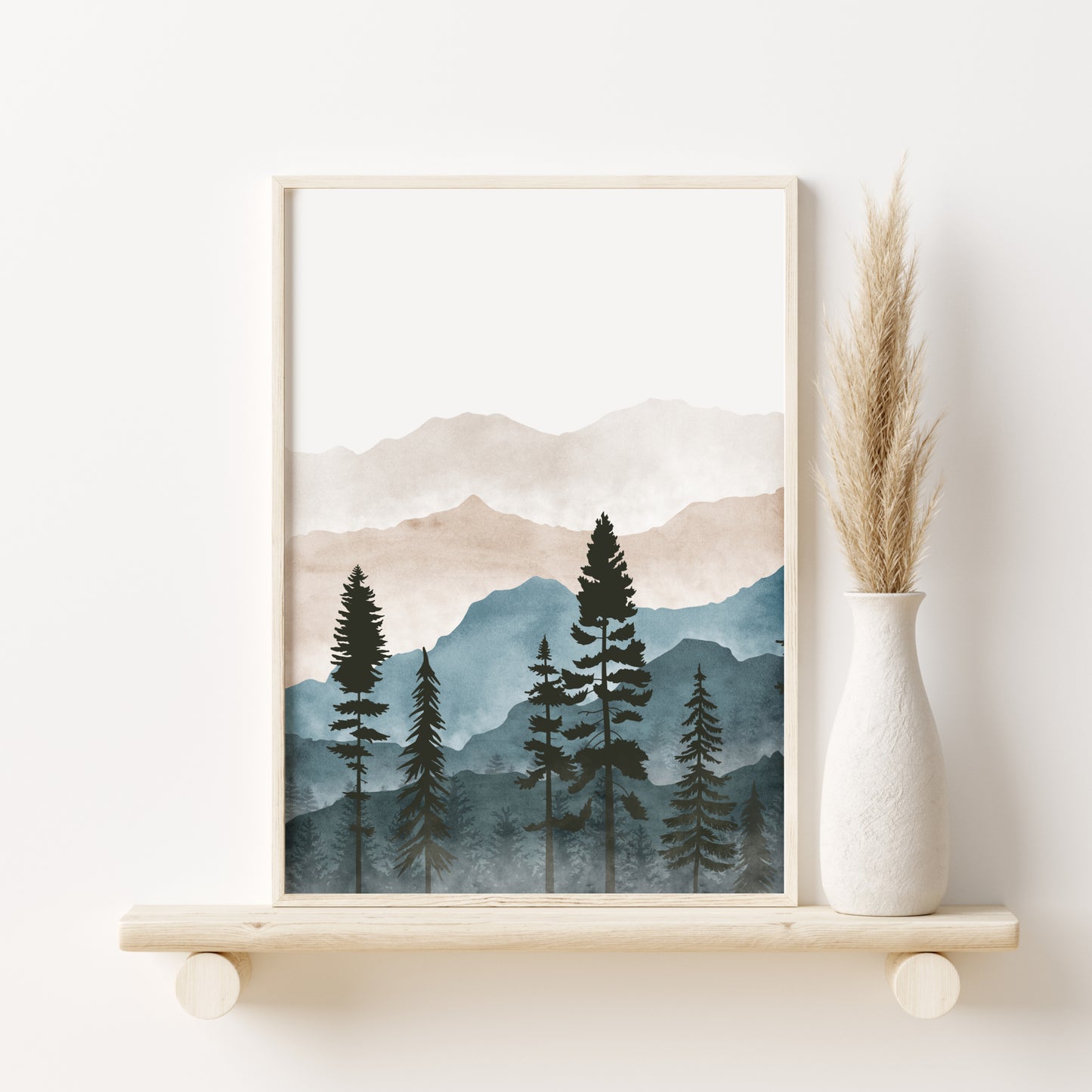 Printed Blue Mountain Landscape Set of 3 Prints