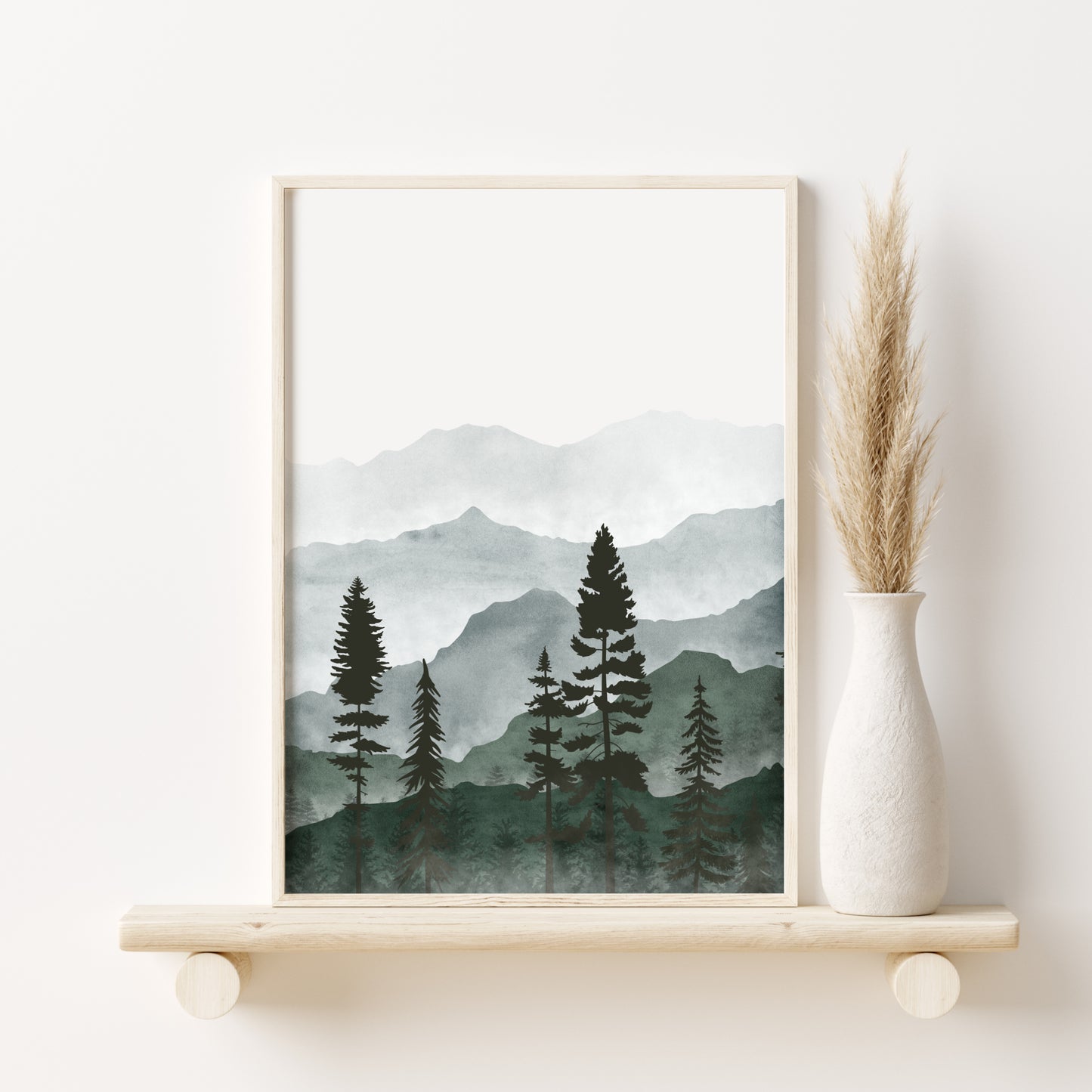 Printed Green Mountain Landscape Set of 3 Prints