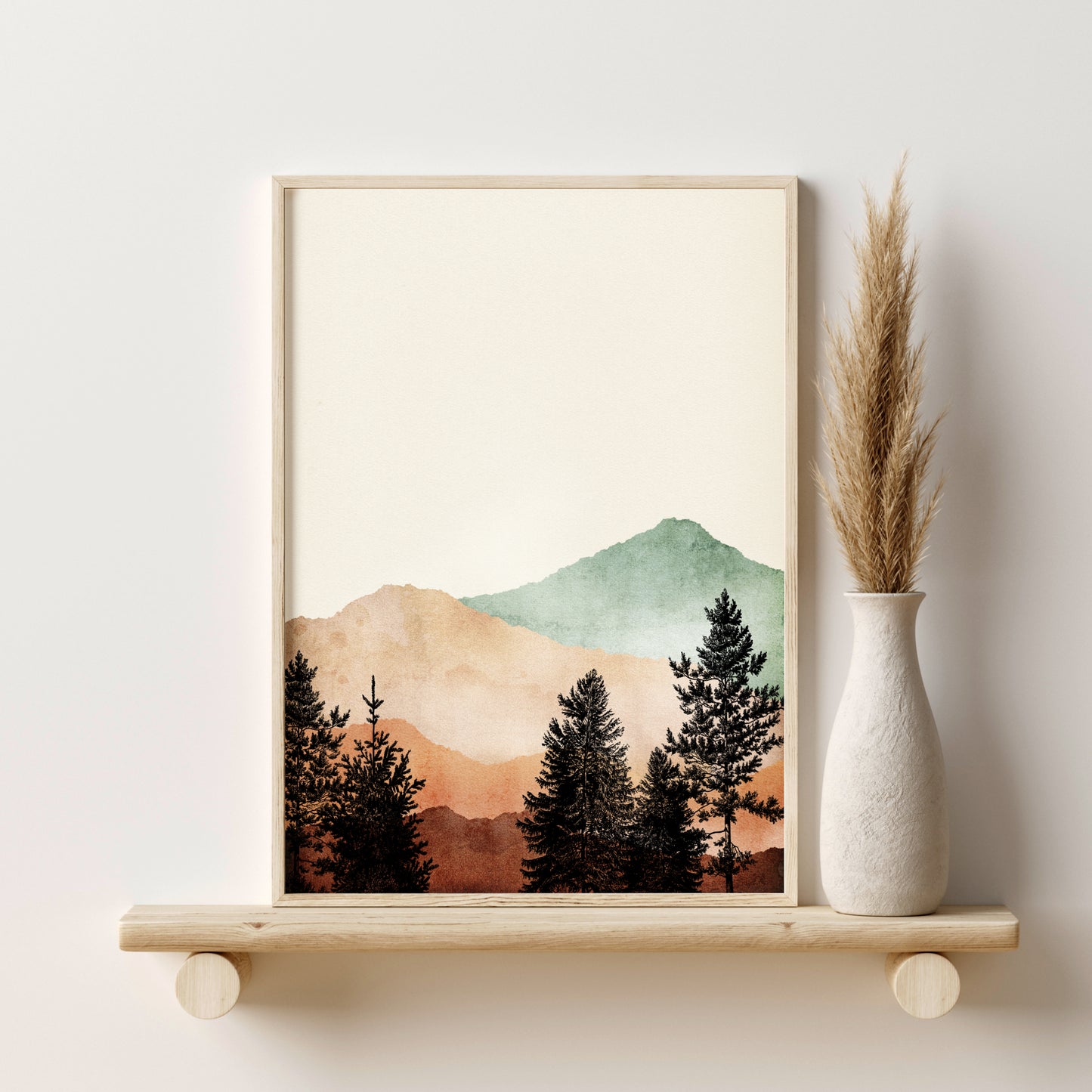 Printed Sun and Moon Landscape Wall Art Set of 4 Prints