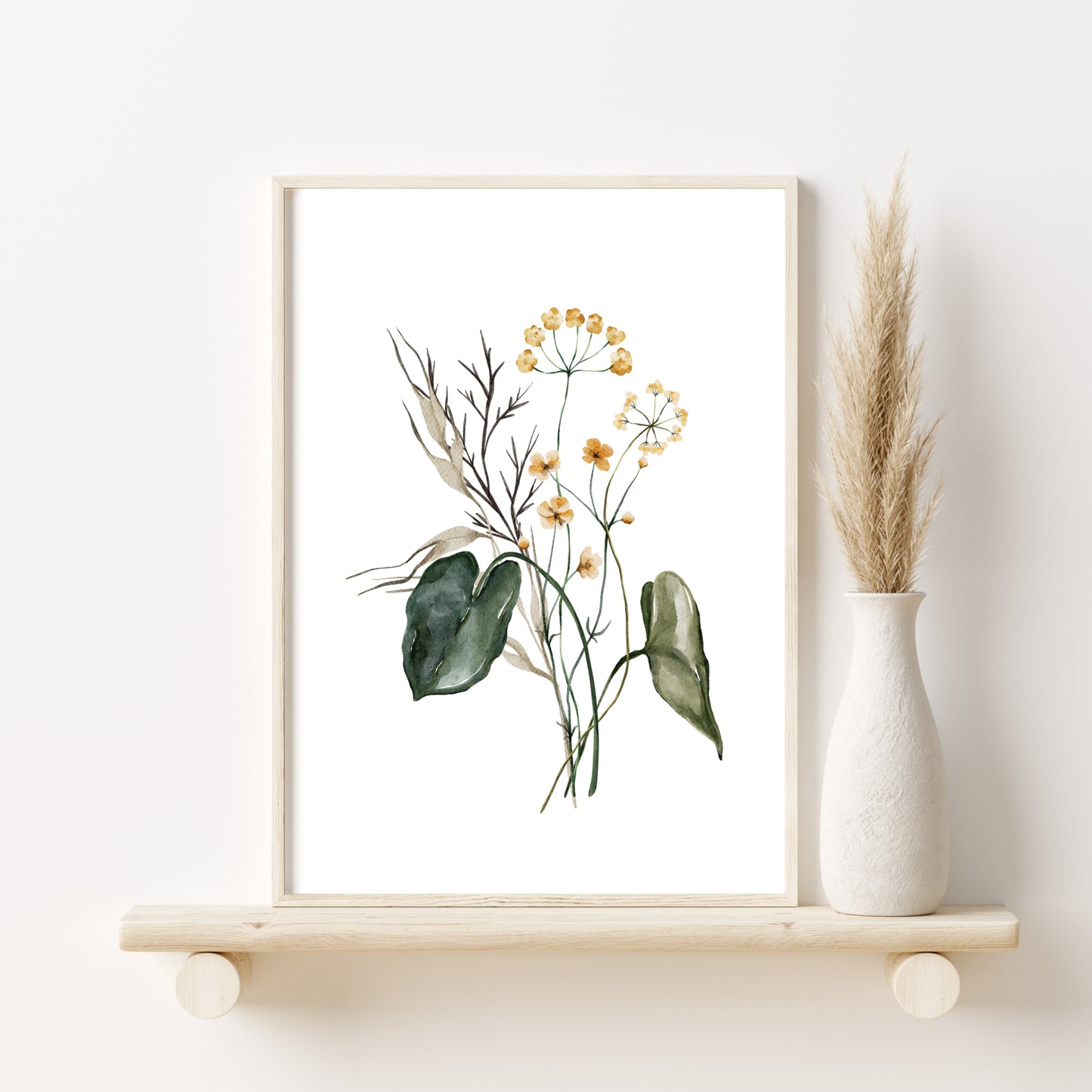 Printed Watercolor Botanical Set of 6