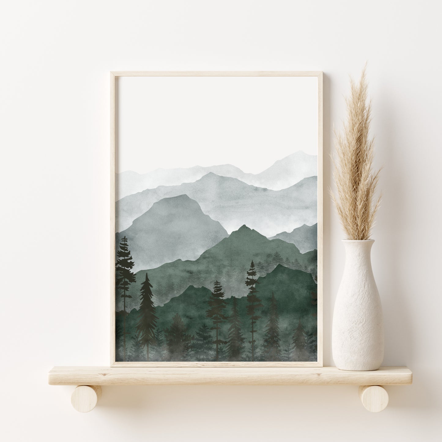 Printed Green Mountain Landscape Set of 3 Prints