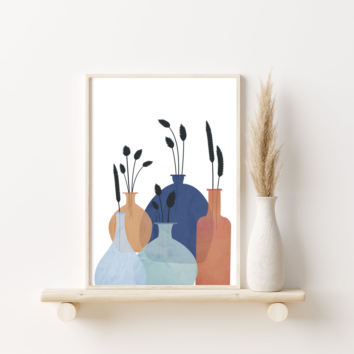 Printed Art Boho Grasses Home Decor Art Set