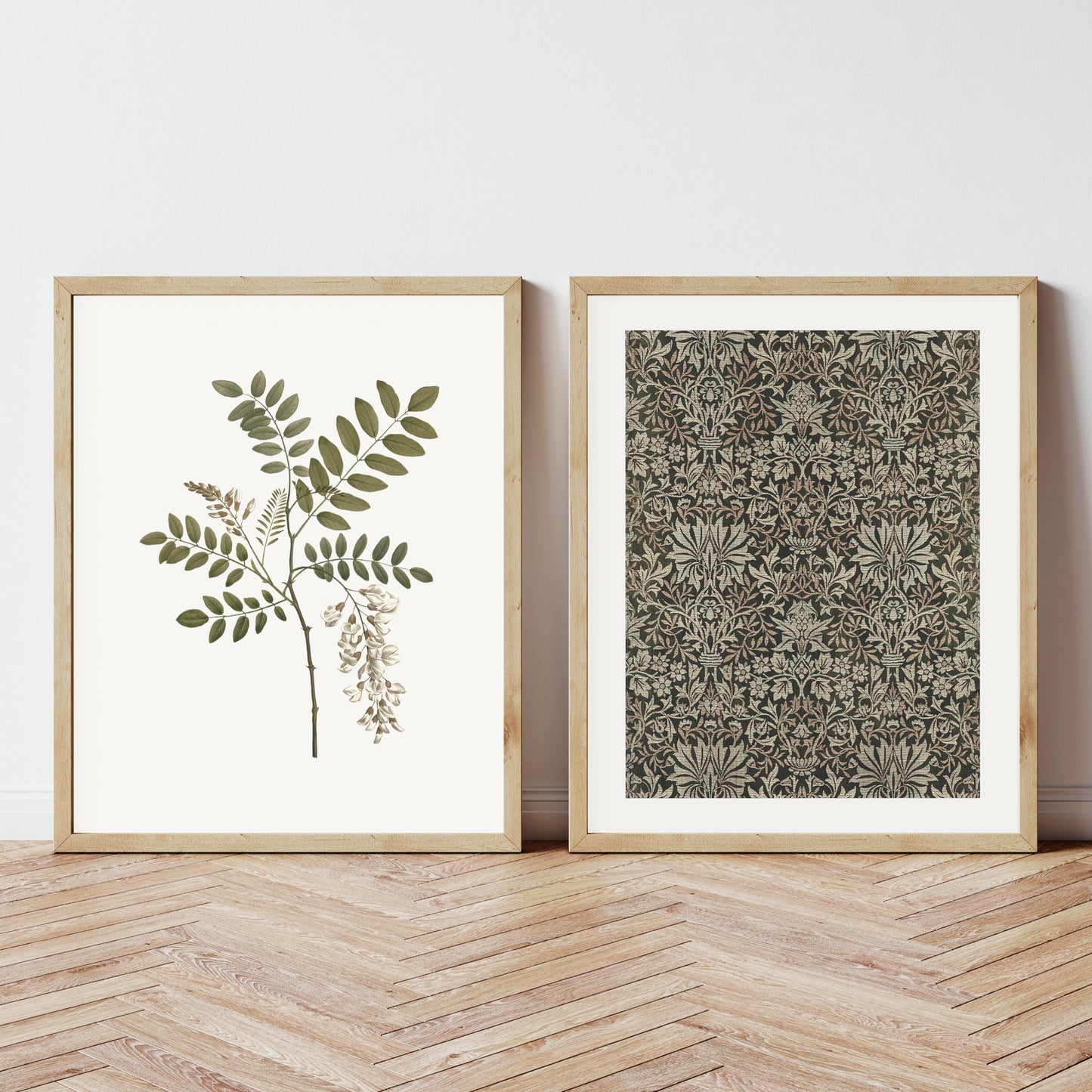 Printable Sage Green Vintage Wall Art Set of 2