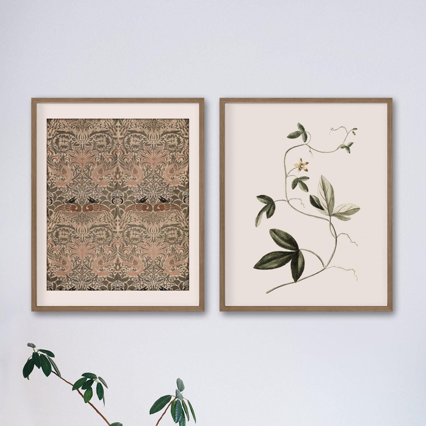 Printed Neutral Vintage Wall Art Set of 2