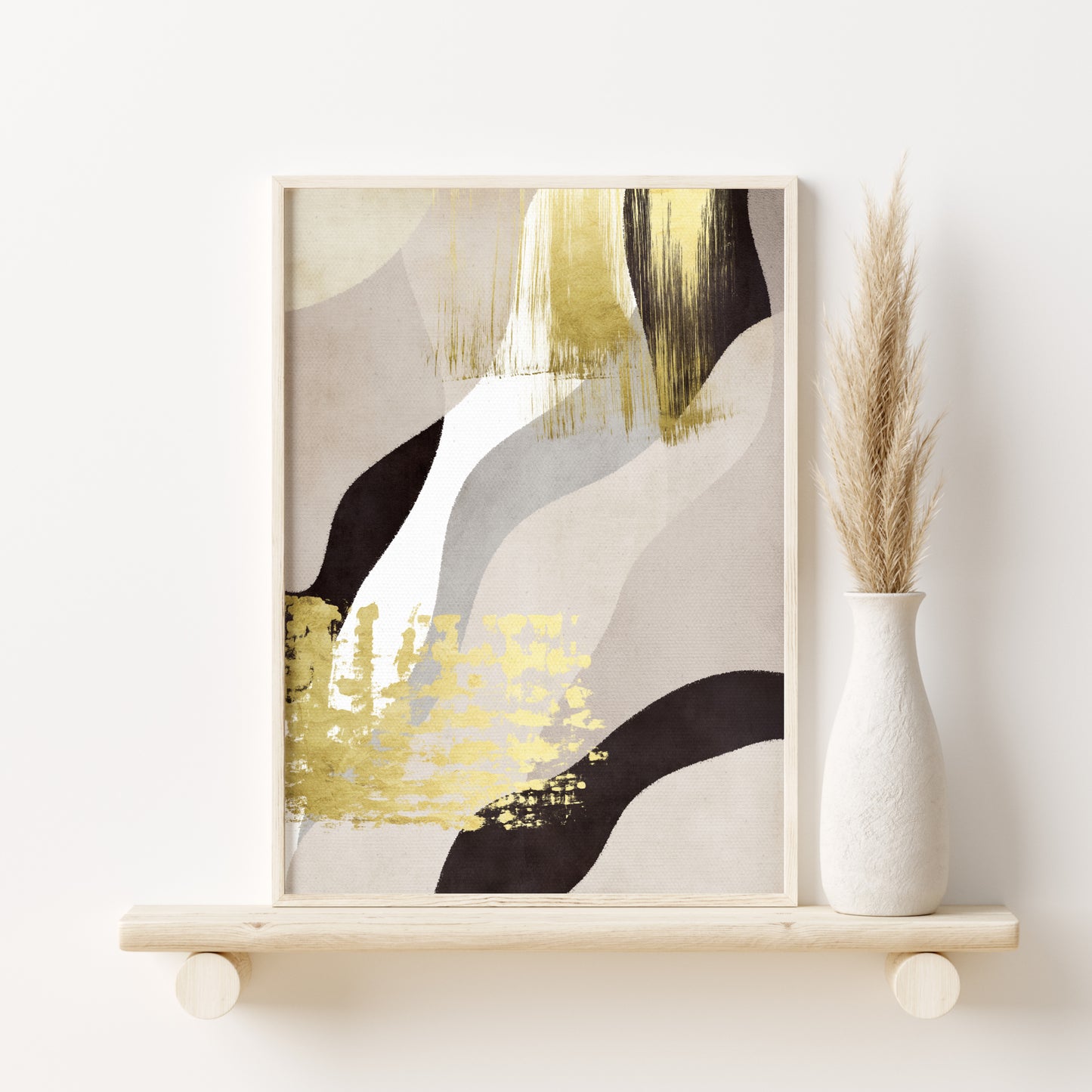 Printed Black and Gold Abstract Wall Art Set