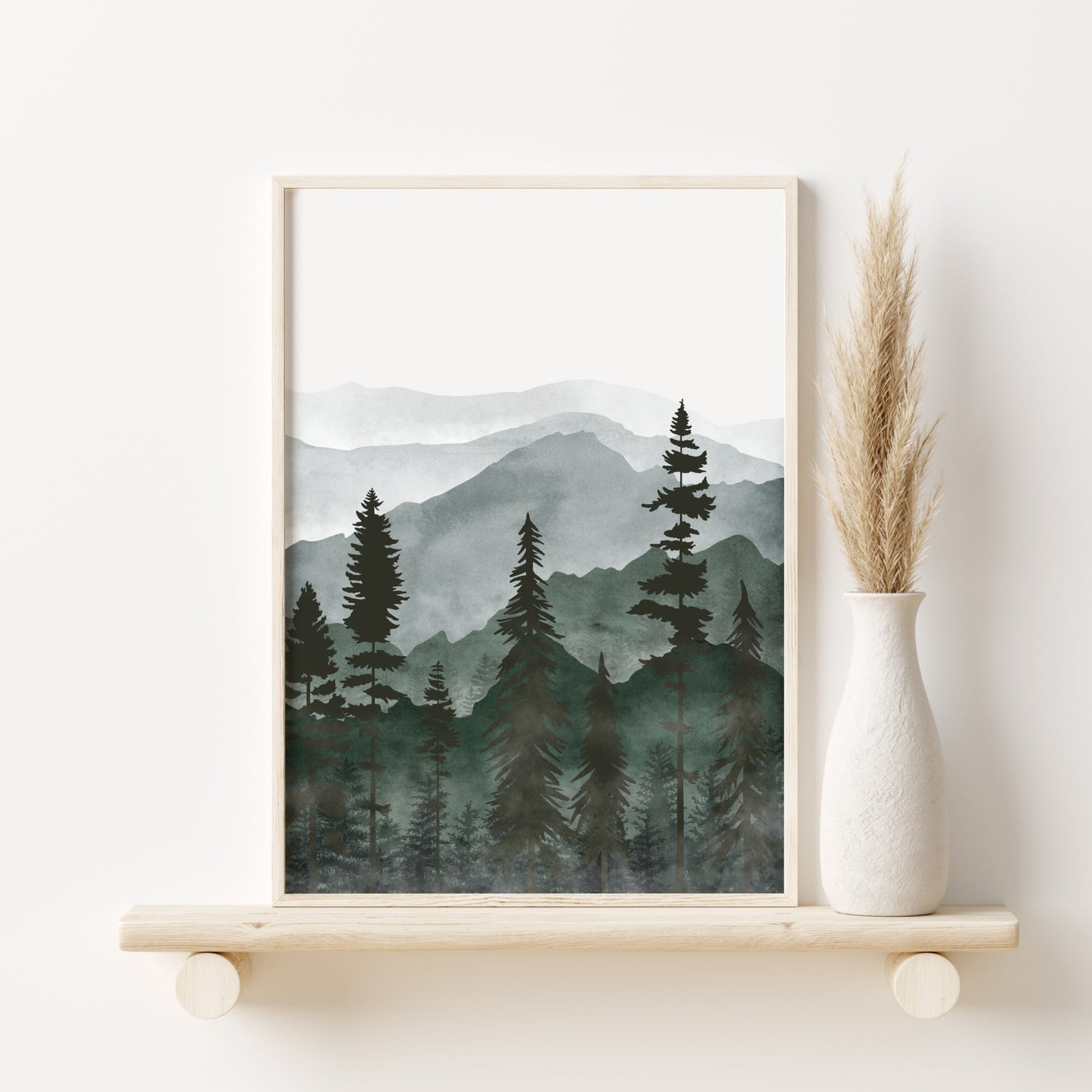 Printed Green Mountain Landscape Set of 3 Prints