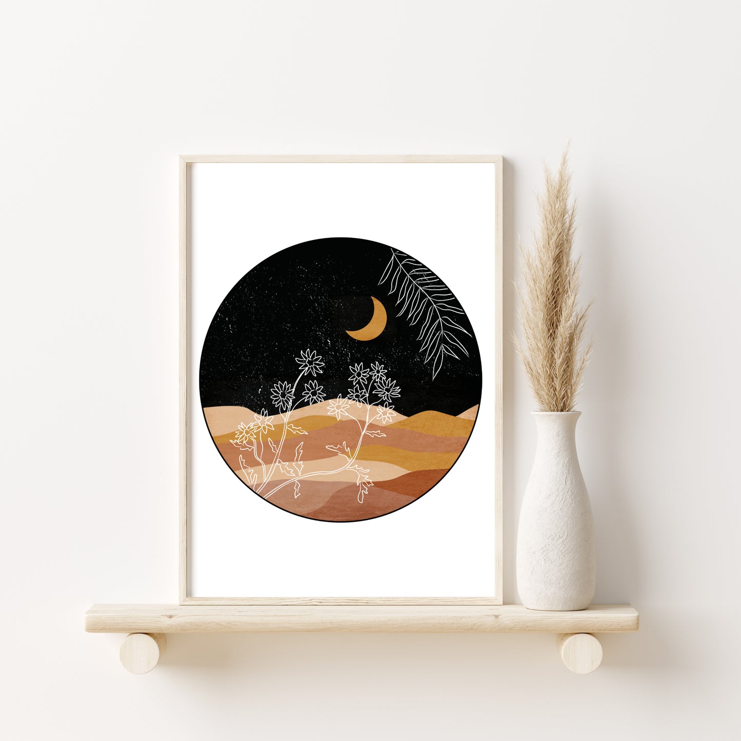 Printed Art Boho Sun and Moon Wall Art Set