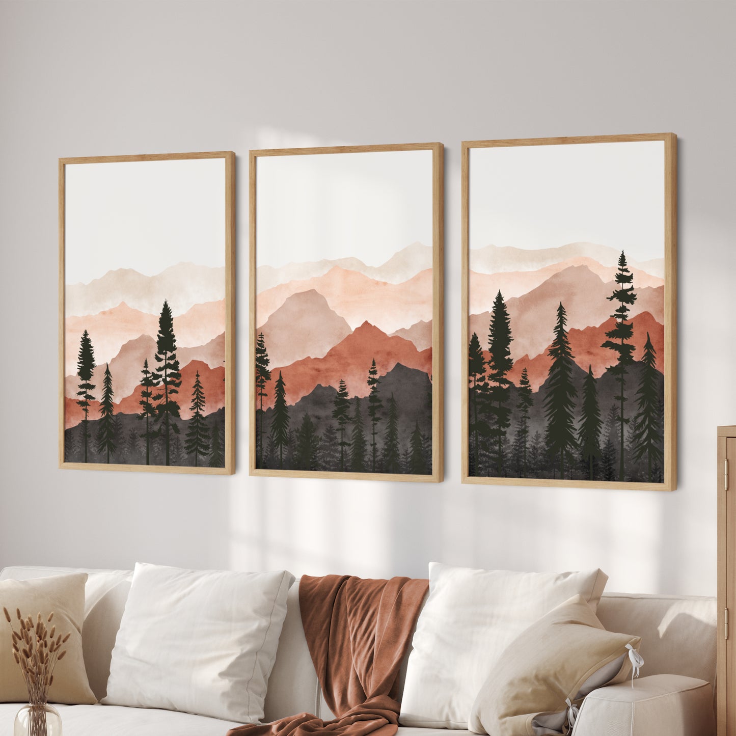 Printed Terracotta Landscape Set of 3 Prints