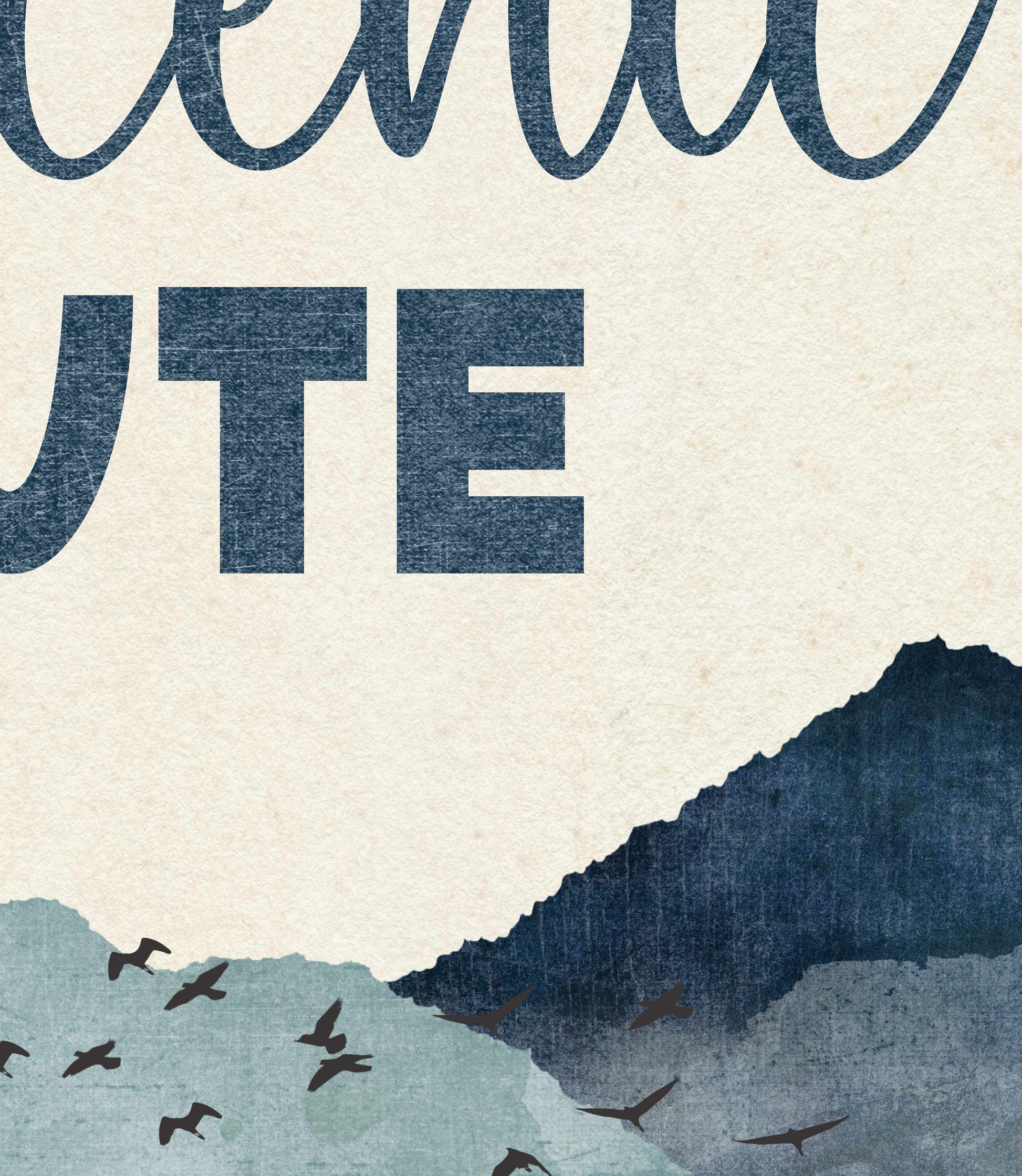a book cover with birds flying over a mountain