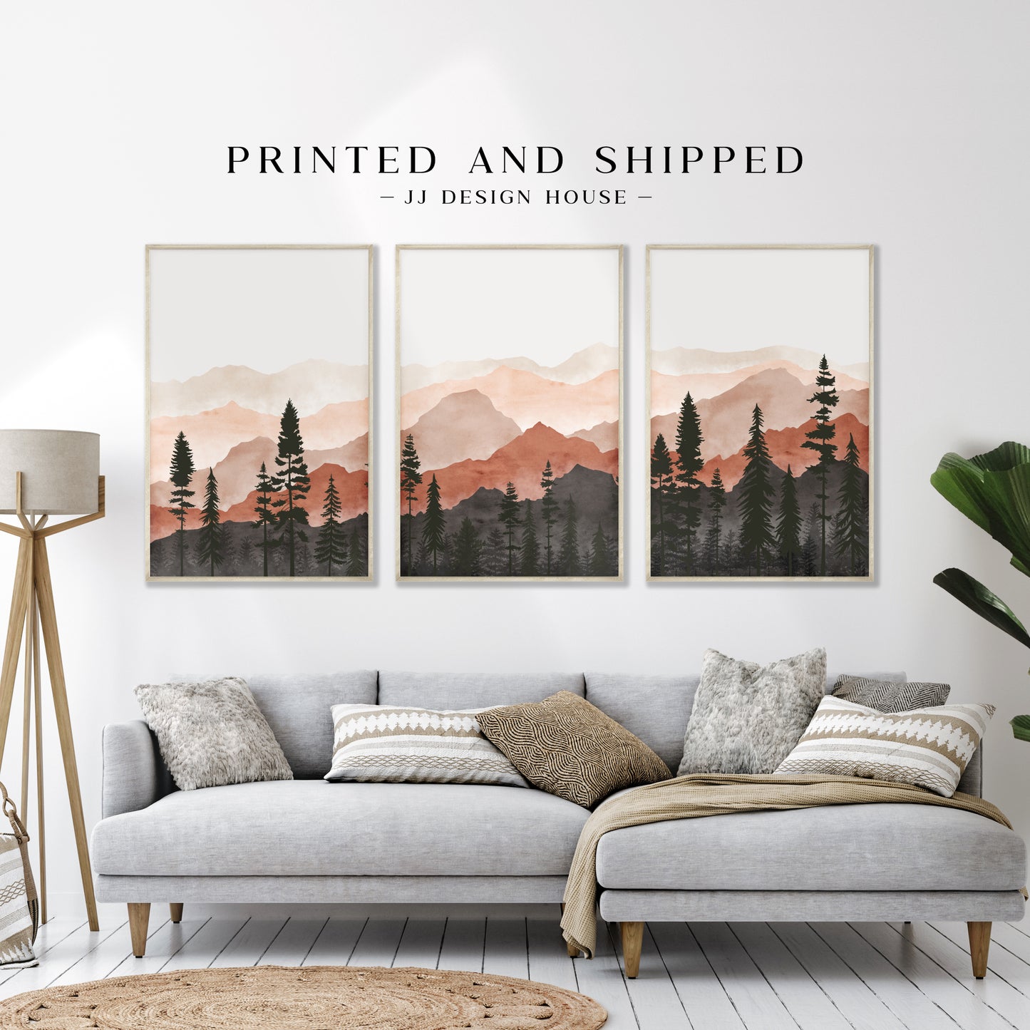 Printed Terracotta Landscape Set of 3 Prints