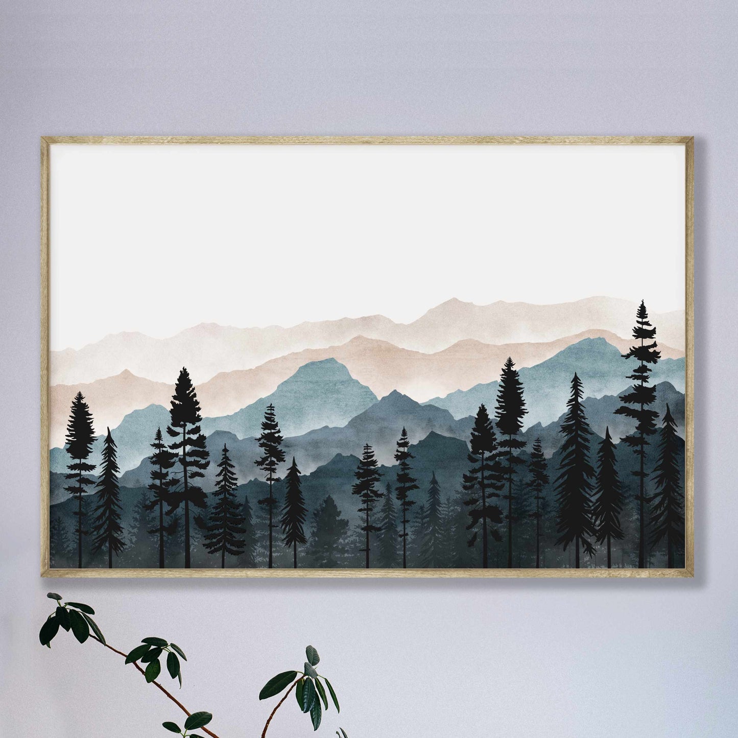 Printed Navy Blue Mountain Wall Art