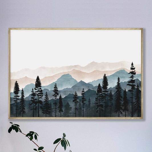 Printed Navy Blue Mountain Wall Art