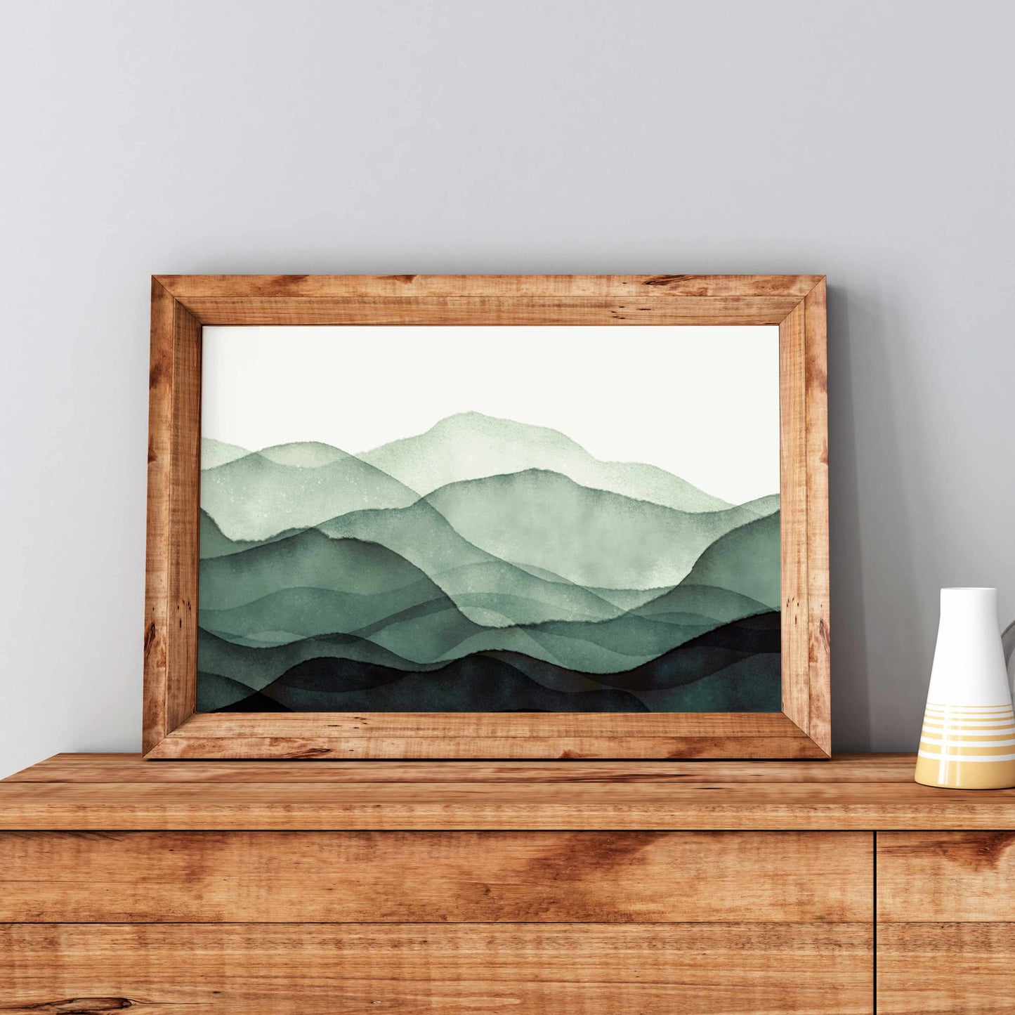 Printable Green Watercolor Landscape Wall Art Print