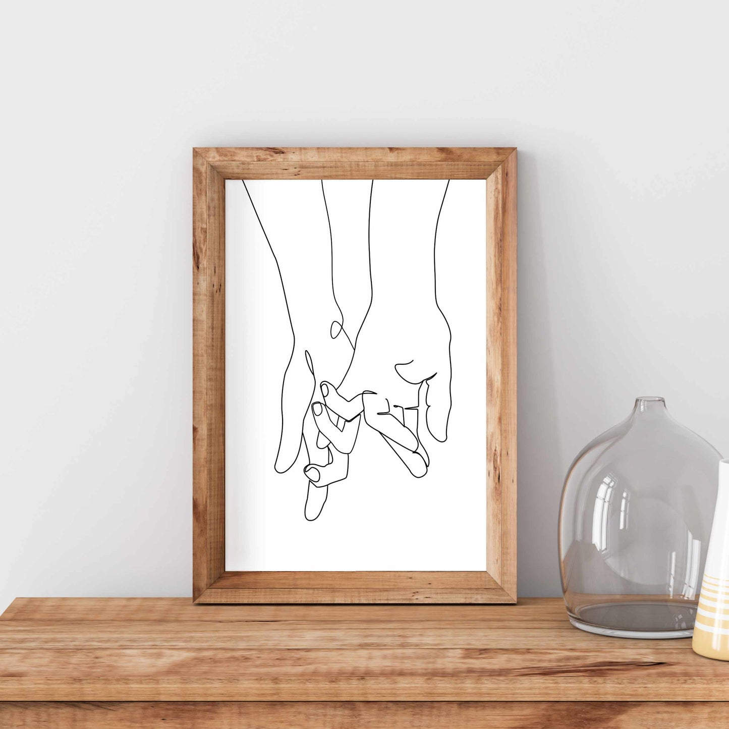 Printed Hands Holding Line Art