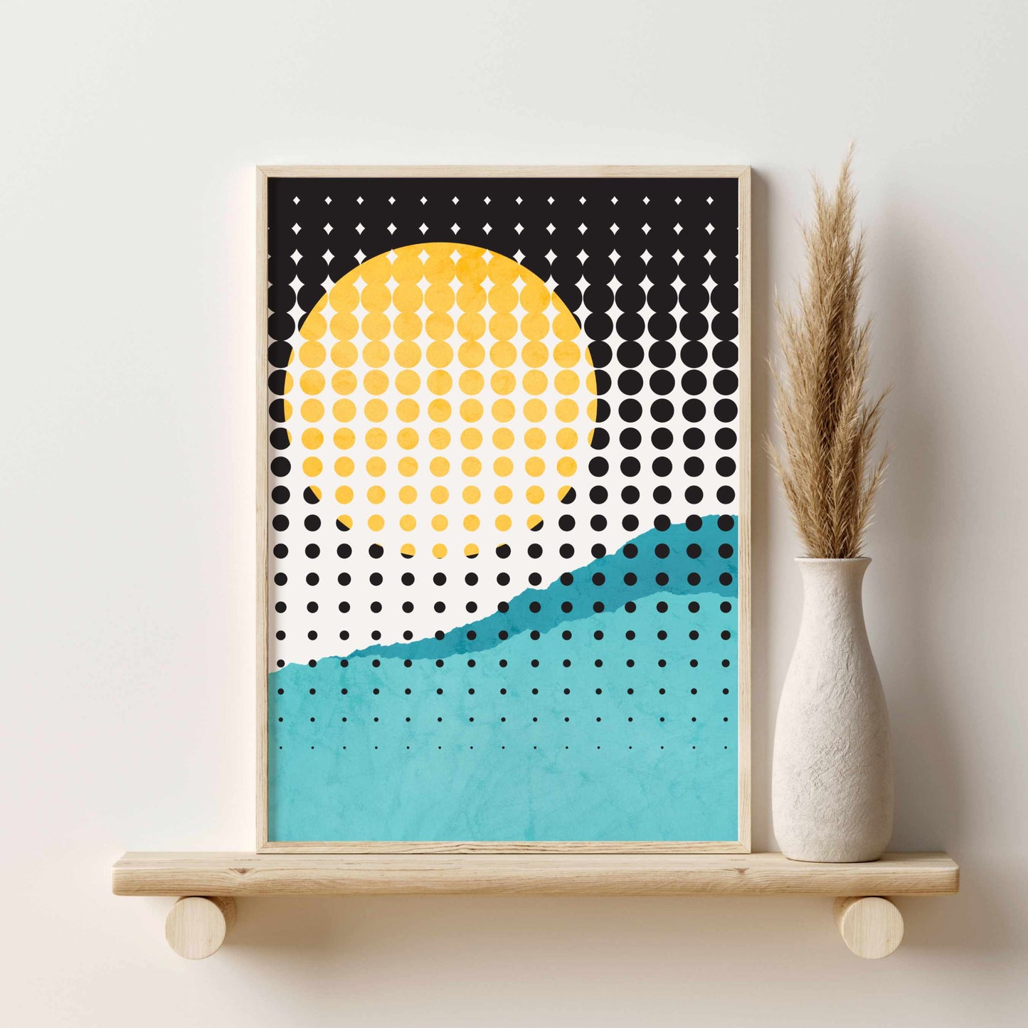 Printed Colorful Mid Century Modern Wall Art Set of 3 Prints