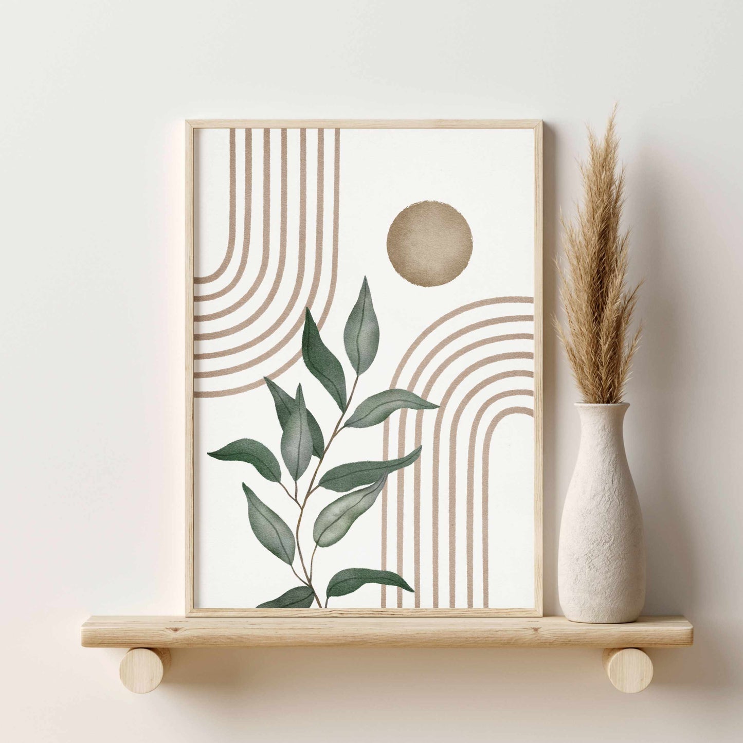 Printed Sage Green Mid Century Modern Wall Art Set of 3 Prints