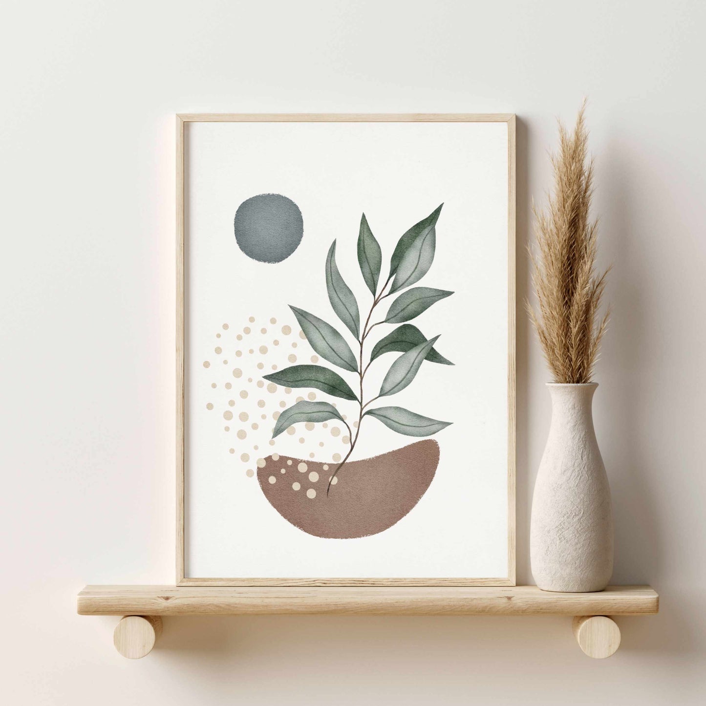 Printed Sage Green Mid Century Modern Wall Art Set of 3 Prints