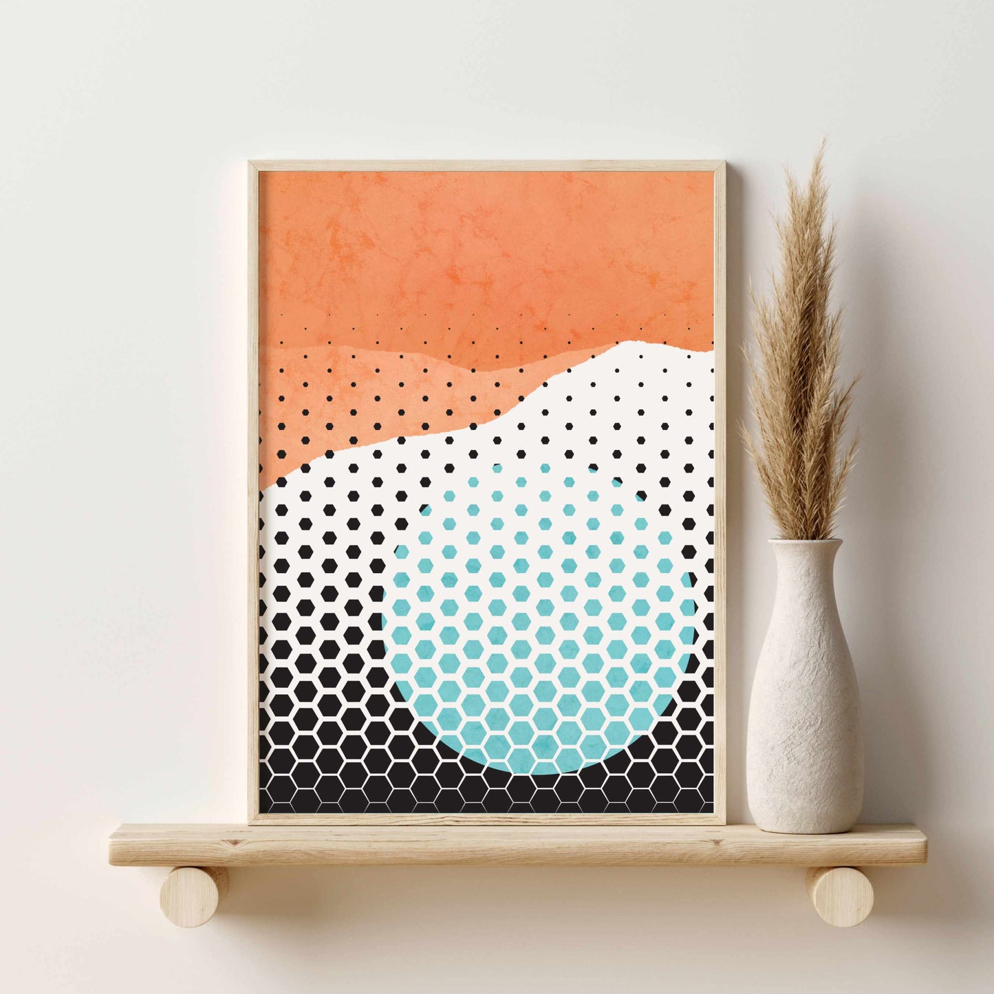 Printed Colorful Mid Century Modern Wall Art Set of 3 Prints