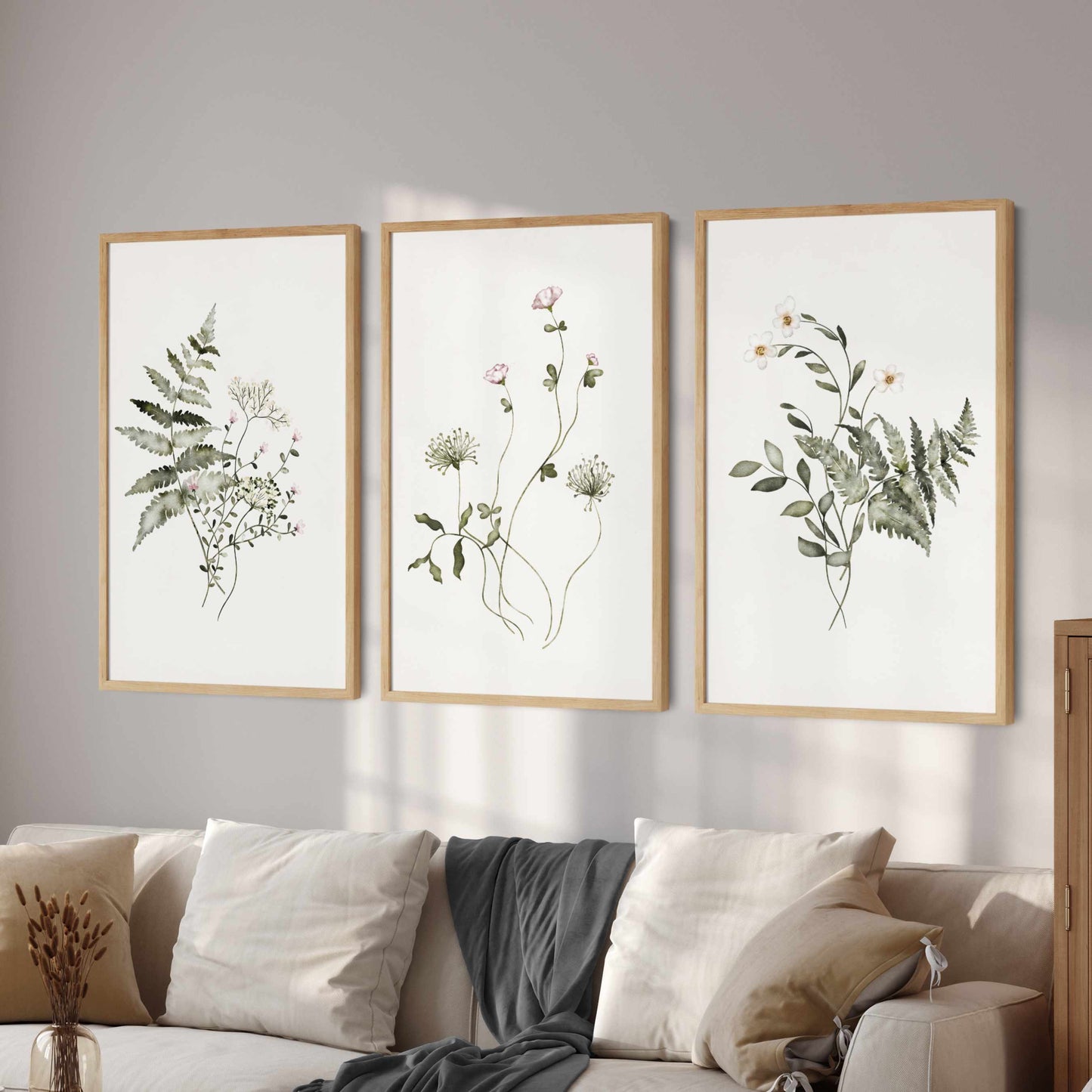 Printable Watercolor Botanical Wall Art Set of 3