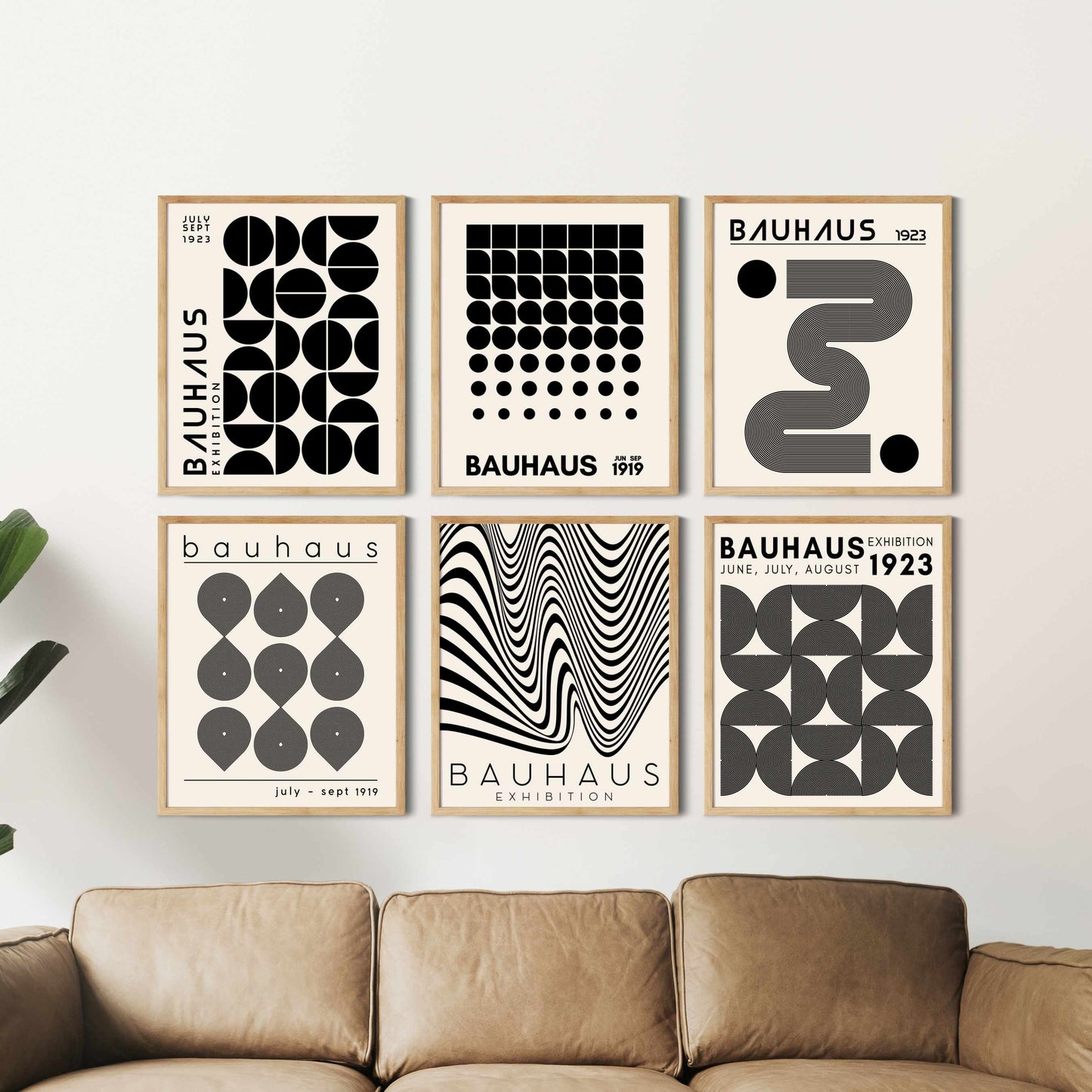 Printed Bauhaus Mid Century Modern Wall Art Set of 6 Prints
