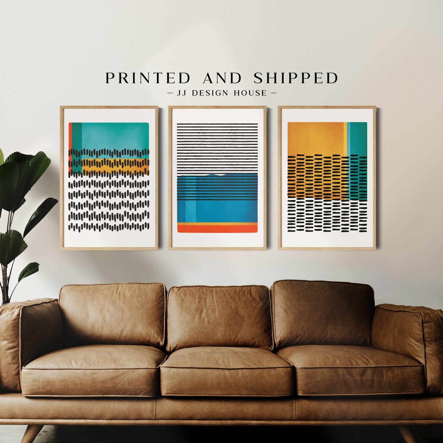 Printed Mid Century Modern Wall Art Set of 3 Prints