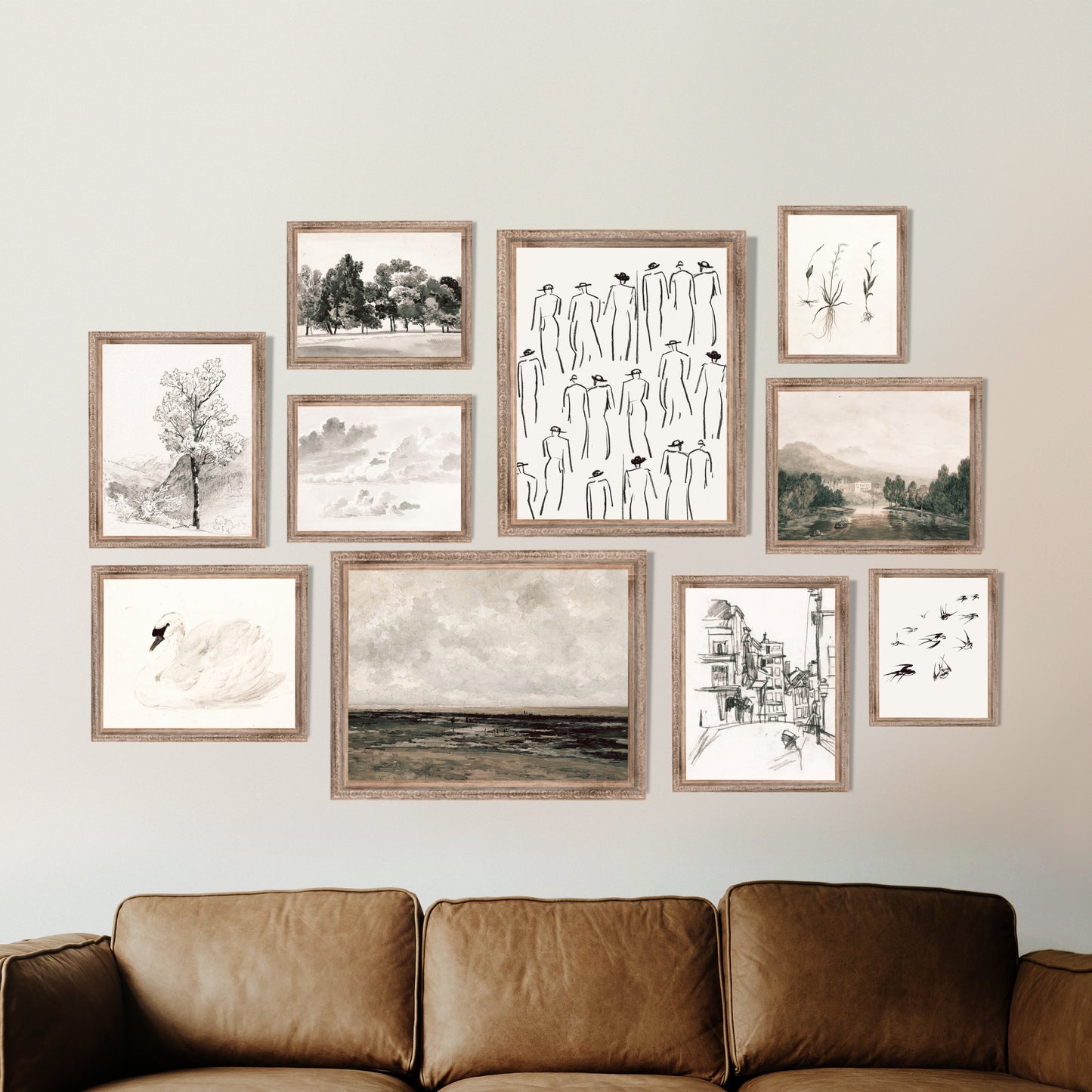 Printable Vintage Wall Art Minimalist Gallery Wall Print Set of 10