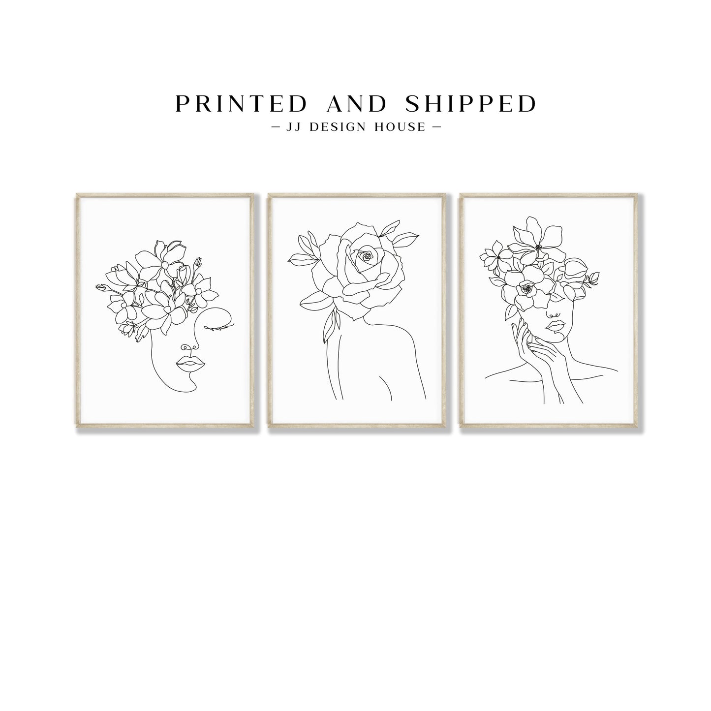Printed Art Minimalist Woman Line Art Set