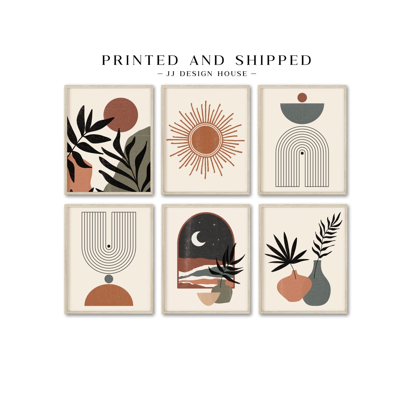 Printed Art Mid Century Modern Plants Gallery Art Set